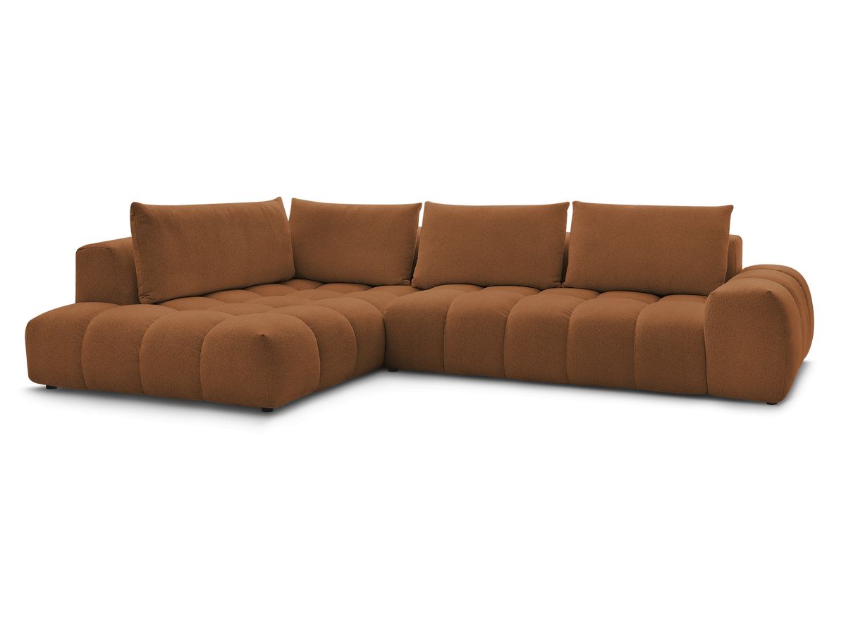 Bobochic Everest Ecksofa, 4 Kissen Melange-Stoff Orange Ecke links