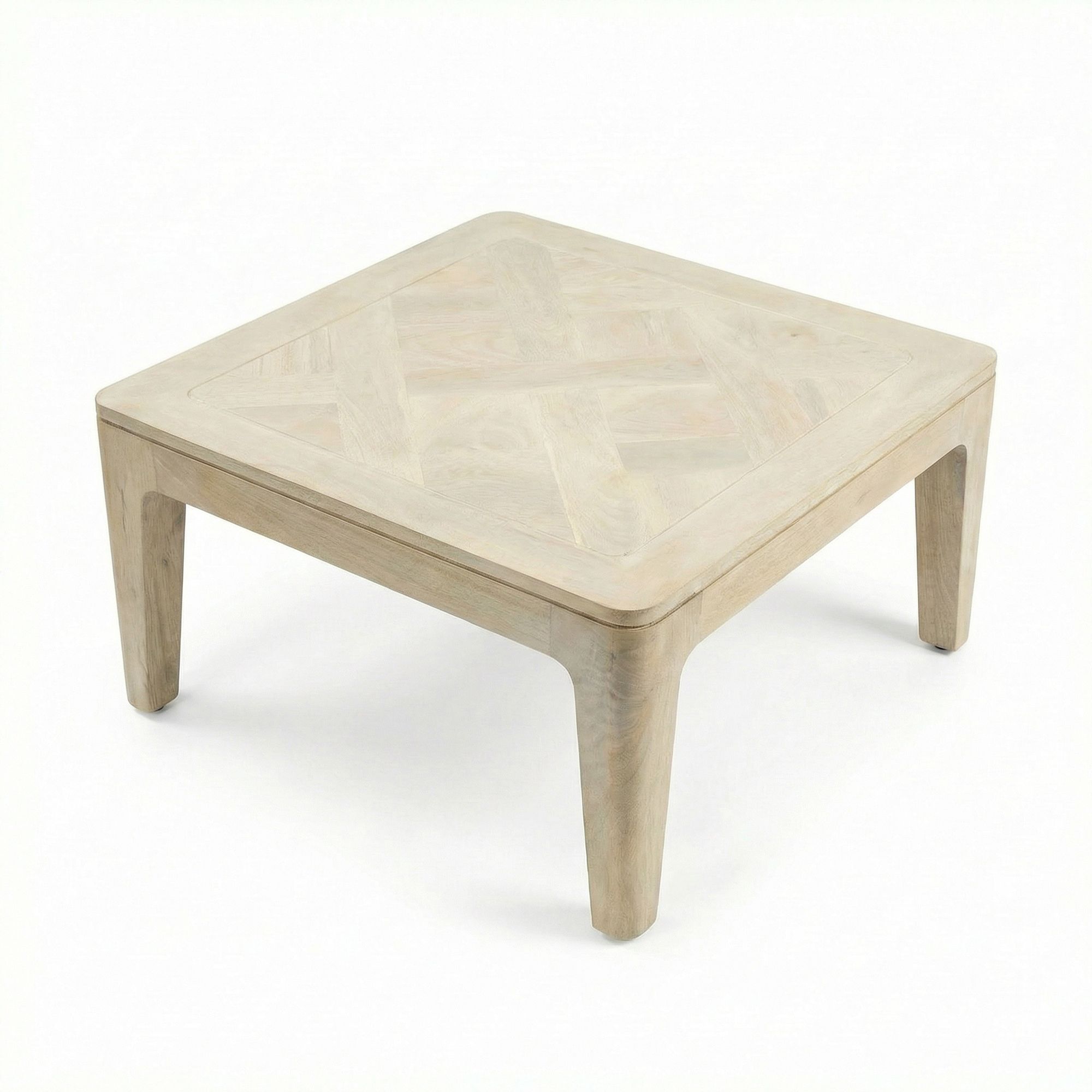 Couchtisch Slidre Mango Massivholz Weiß 60 × 60 × 32 cm