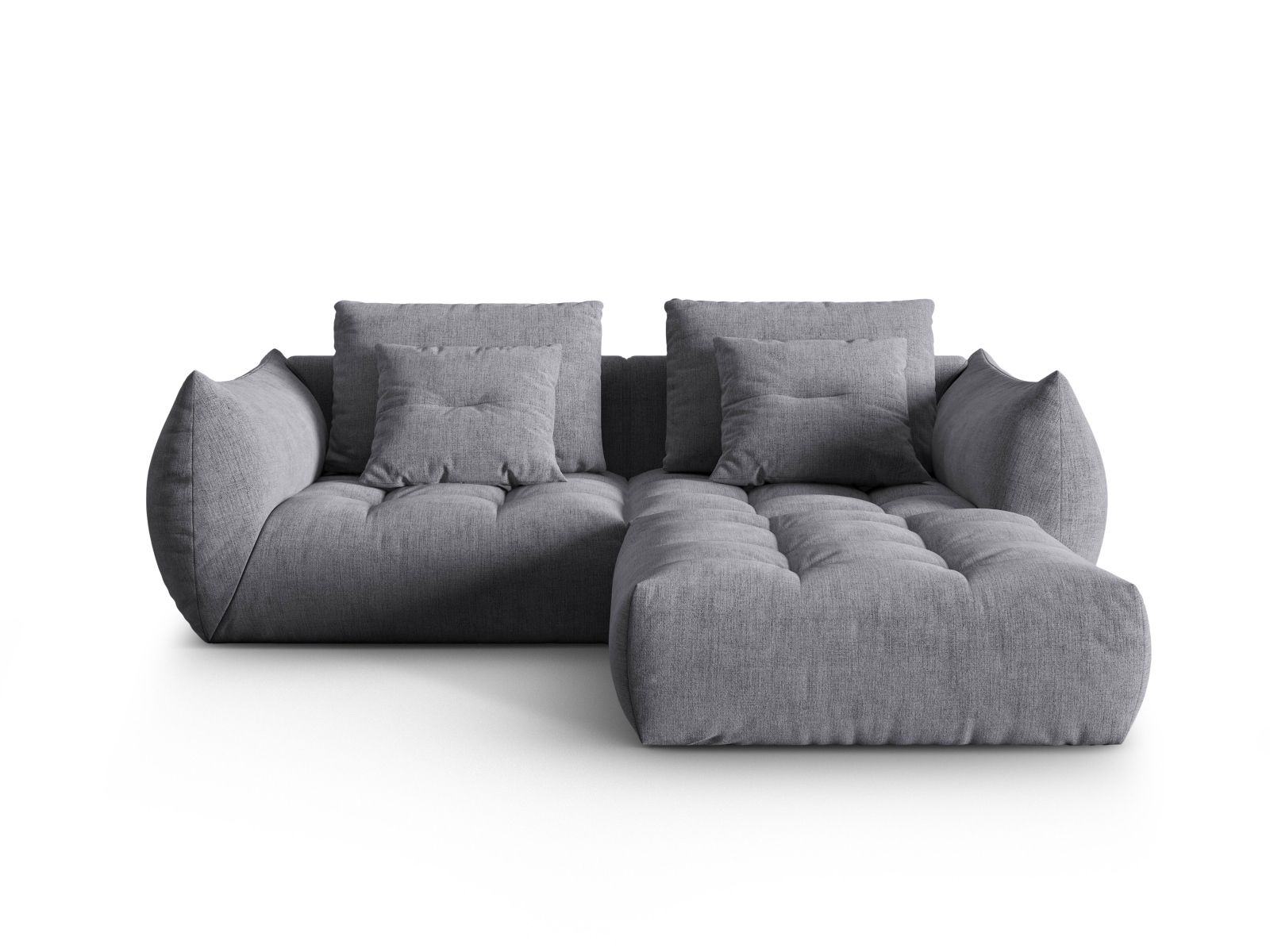 Micadoni Ecksofa Bloom 3-Sitzer Strukturierter Stoff Grau