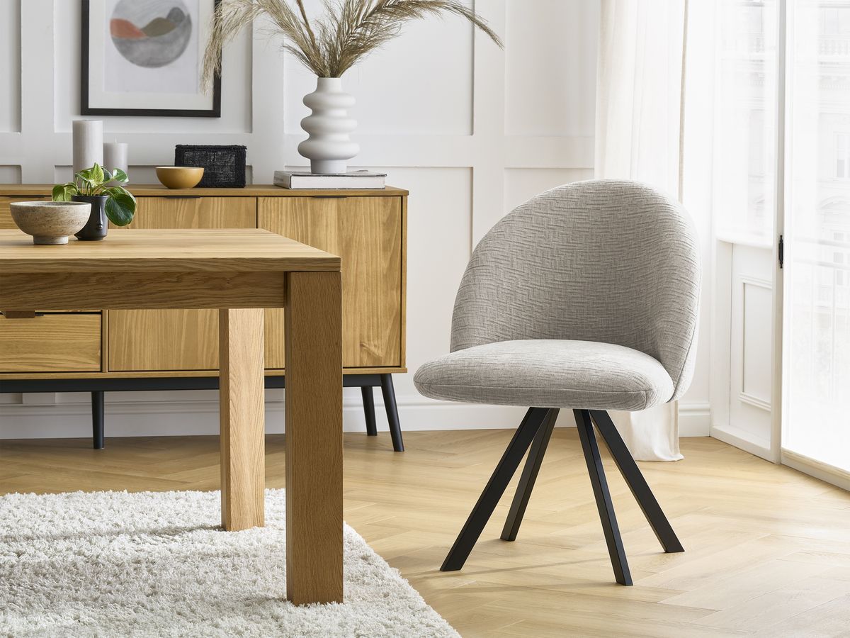 Bobochic Lalie Esszimmerstuhl mit Sternfuß Strukturstoff Beige