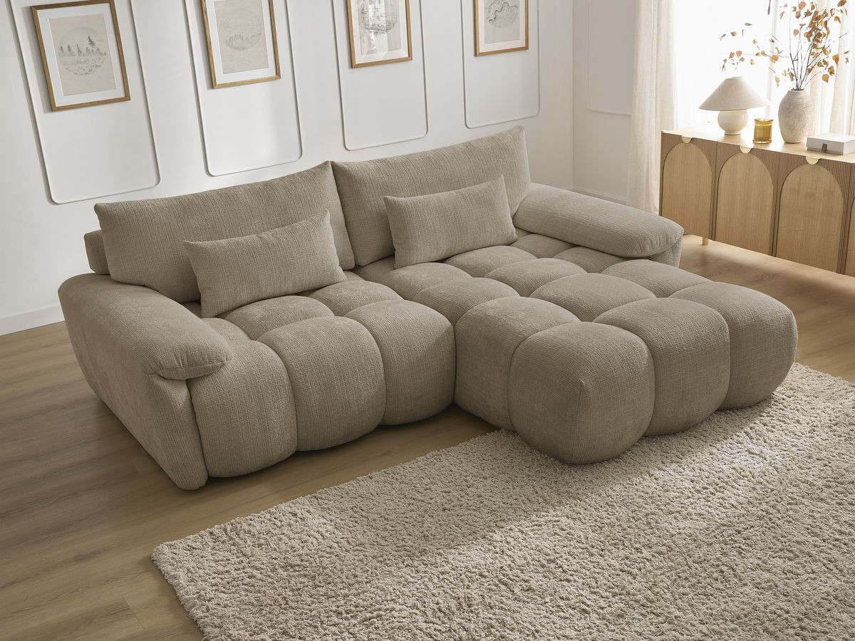 Bobochic Ivane Ecksofa Strukturstoff Taupe Ecke rechts