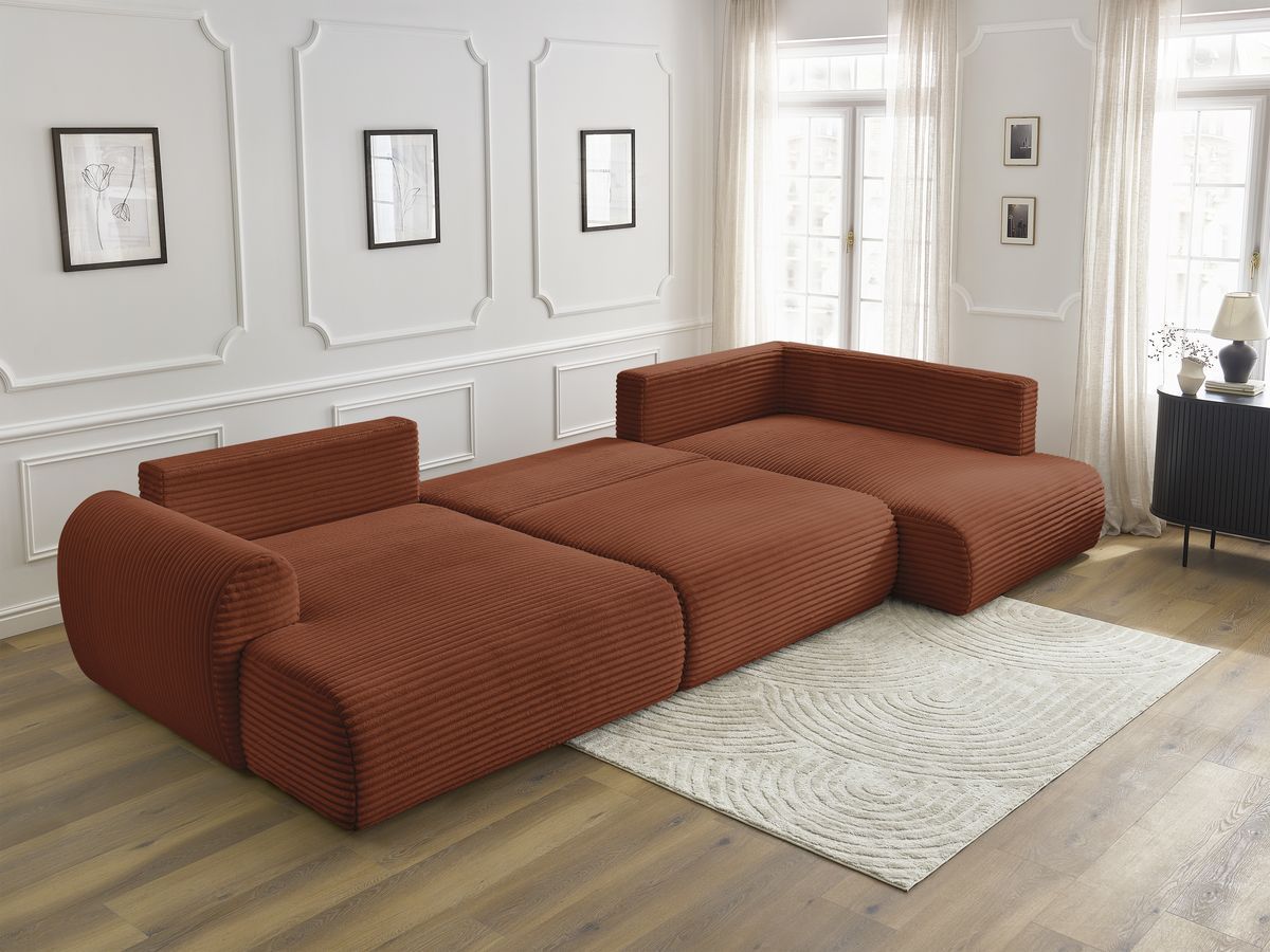 Bobochic Lucien Wohnlandschaft Breitcord weich Orange Ecke links