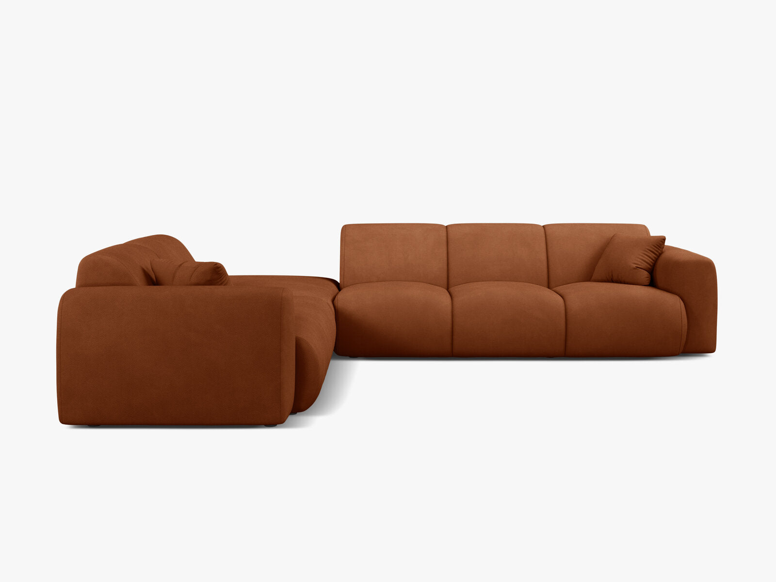 Micadoni Ecksofa Molino 6-Sitzer Links Strukturierter Stoff Rebel Orange