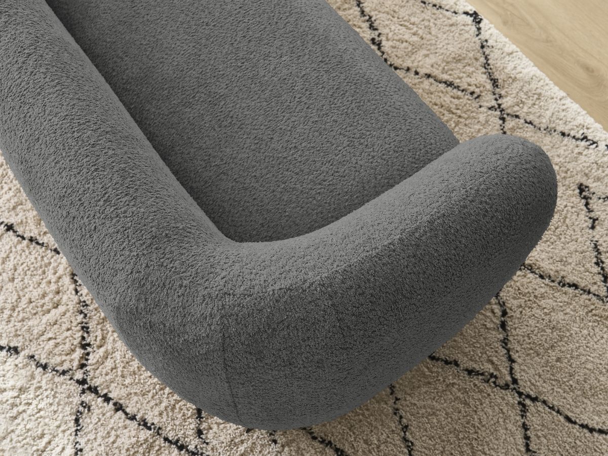 Bobochic Celine Sofa 2-Sitzer Bouclé-Stoff Dunkelgrau