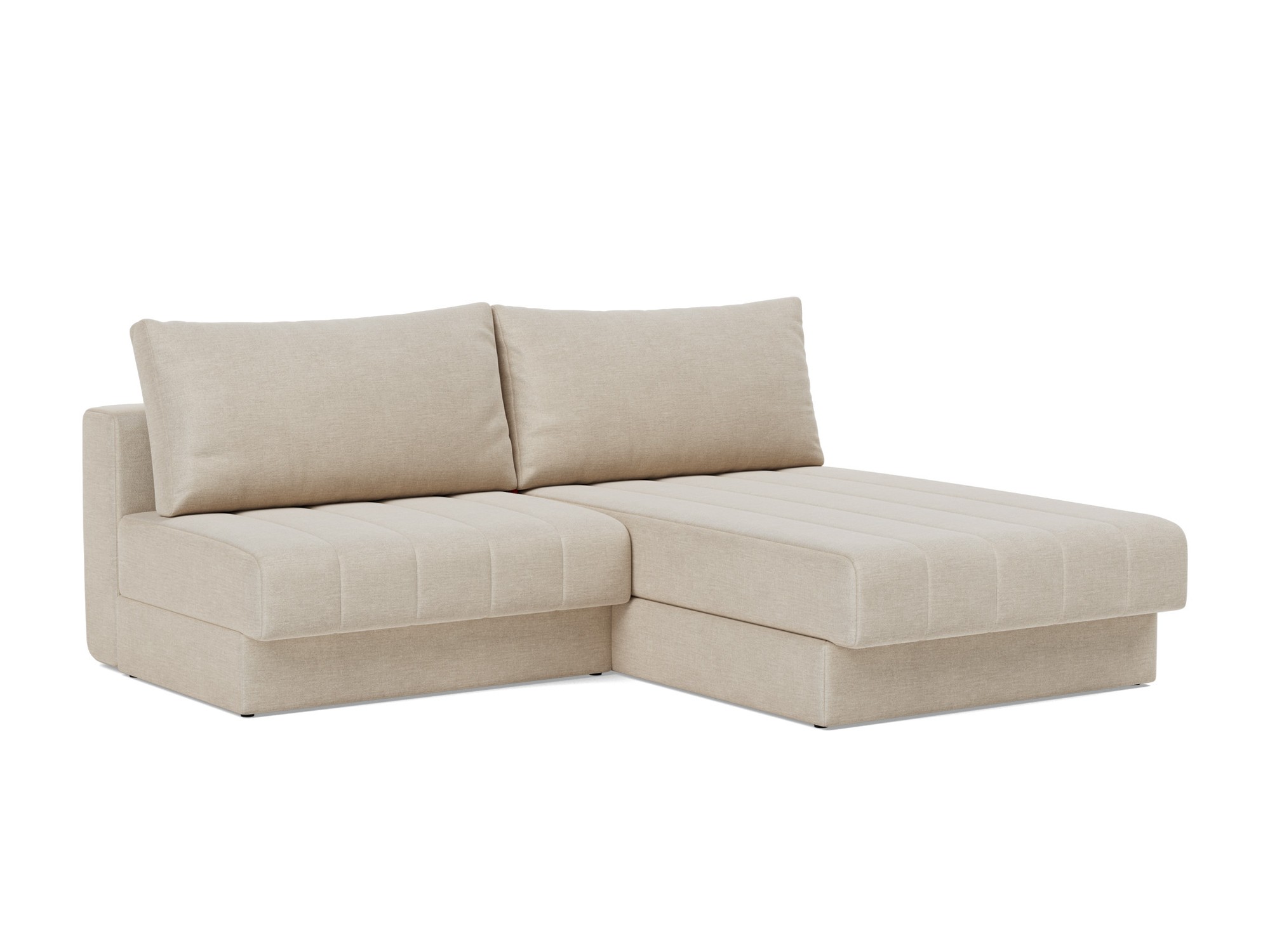 Schlafsofa Akello mit Chaiselongue Flachgewebe Phobos 586-Latte