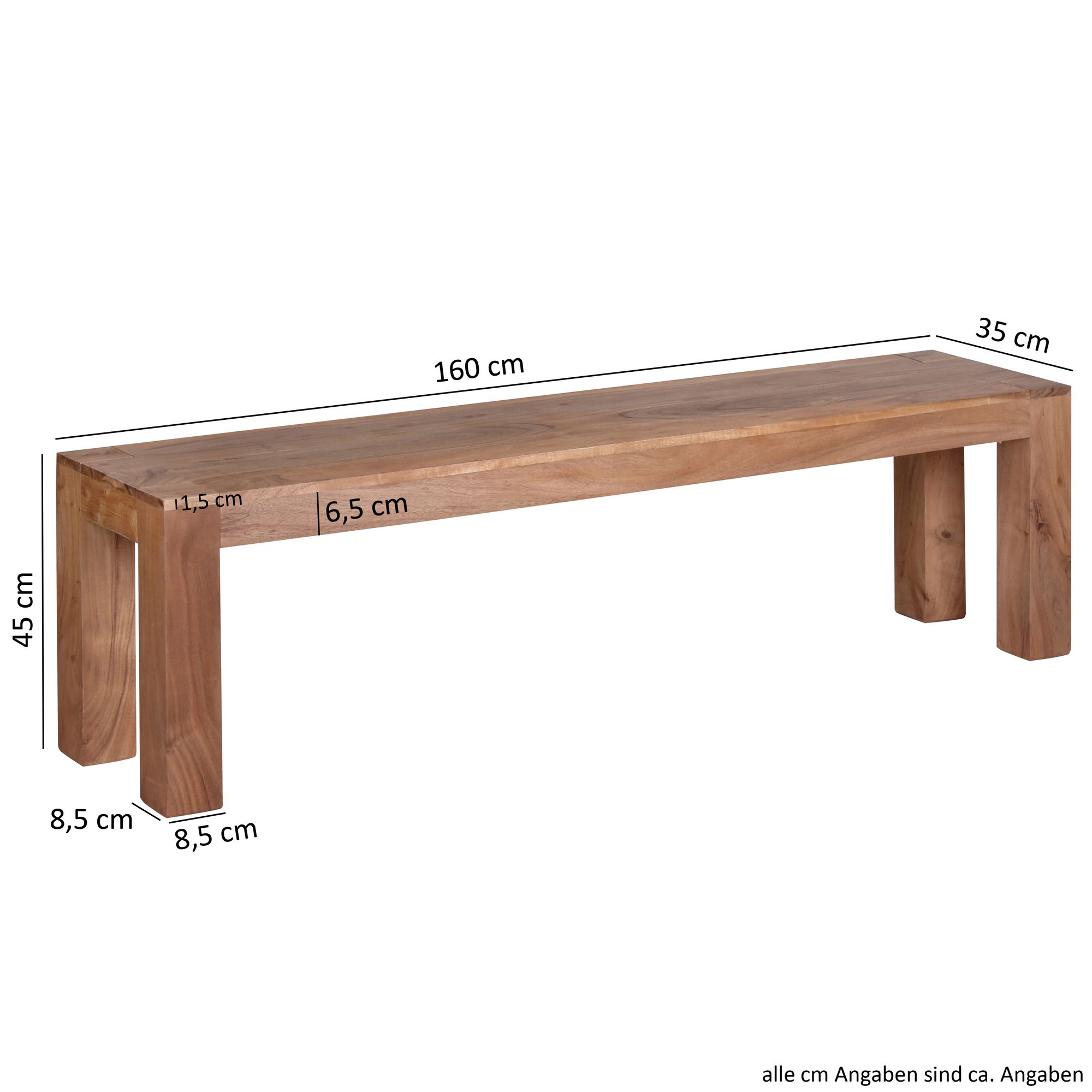 Essbank Aalvik Massivholz Akazie Breite 160 cm