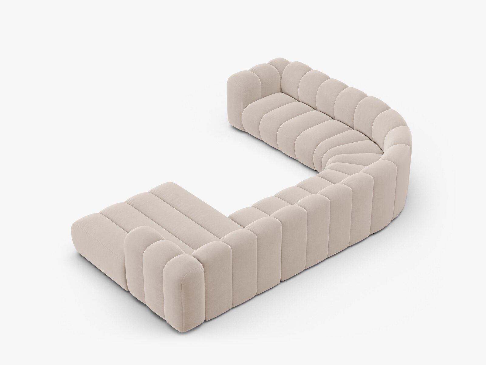 Micadoni Modulares Panorama Ecksofa Lupine 6-Sitzer Samt Venus Helles Beige Links