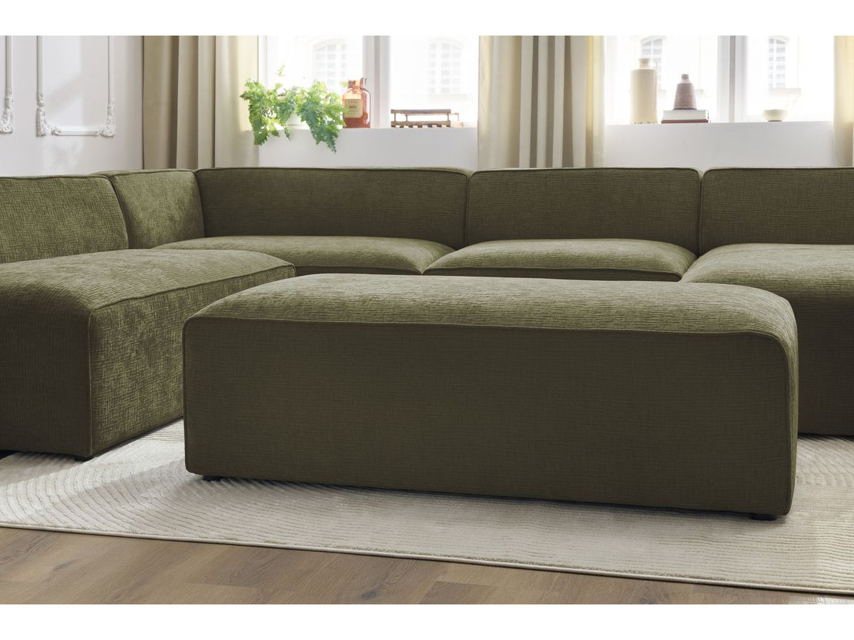 Bobochic Megeve Wohnlandschaft mit Pouf Strukturstoff Grün Ecke rechts