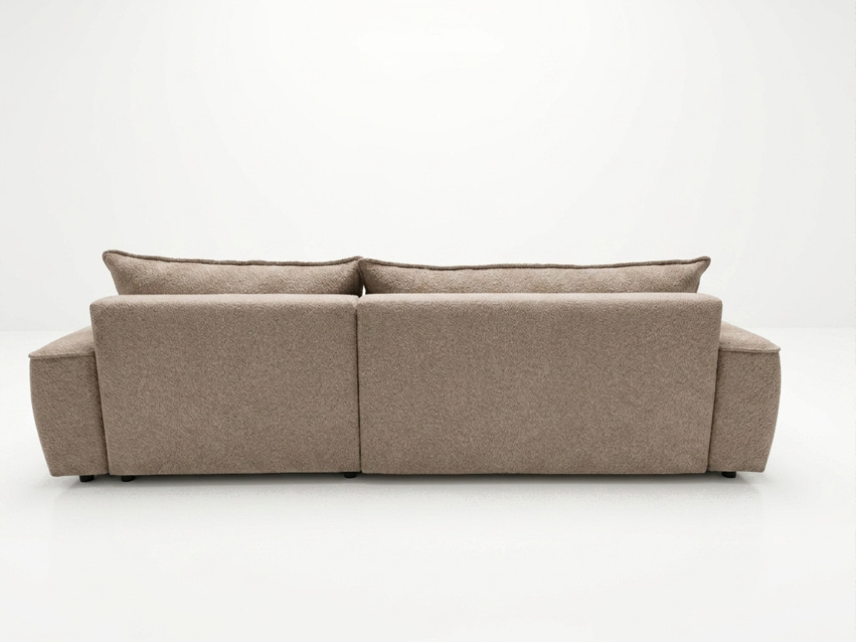 Bobochic Honore Ecksofa mit Schlaffunktion und Bettkasten Chenille Taupe