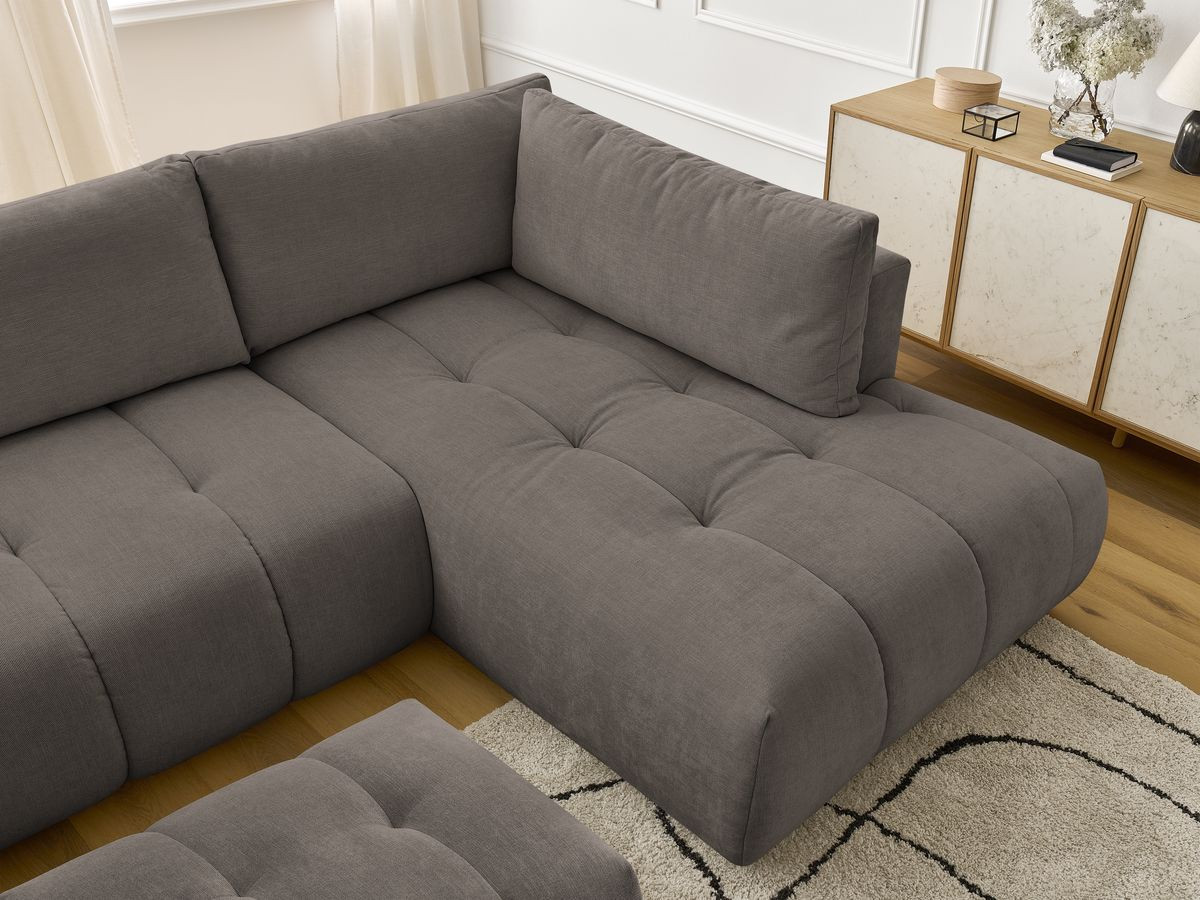 Bobochic Fuji Wohnlandschaft mit Pouf Stoff Taupe Ecke links