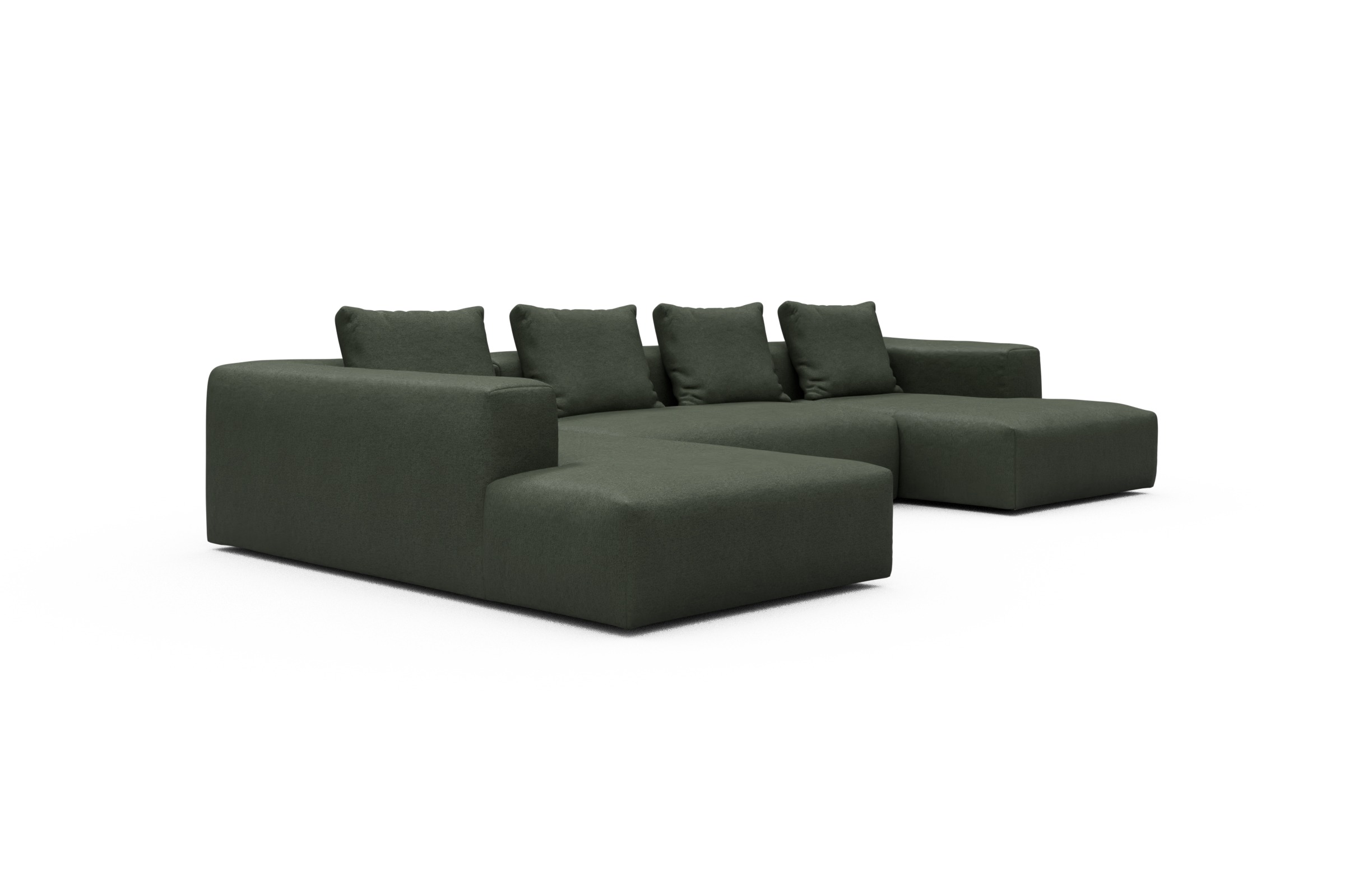 Wohnlandschaft Fred Relax-Ecke links mit 2-Sitzer und Chaiselongue rechts Denari-Forest-Green