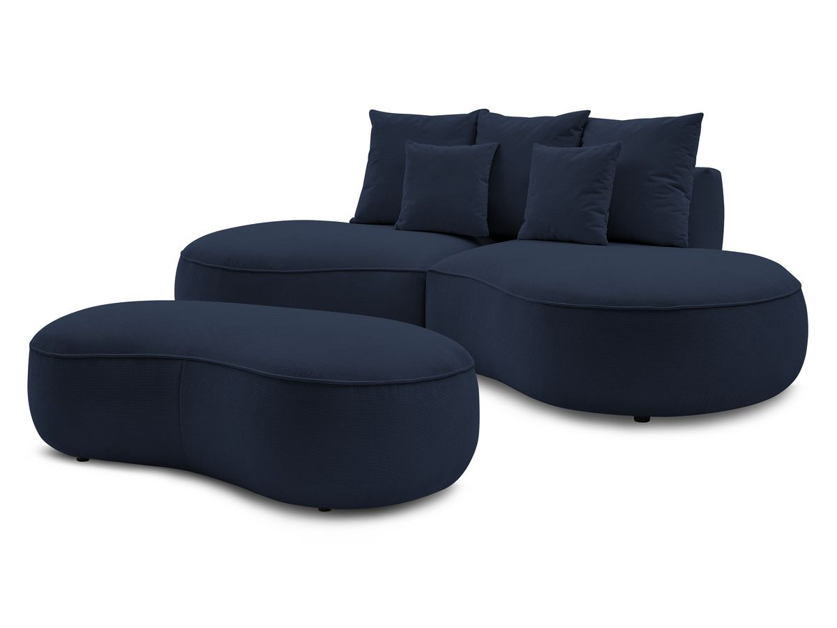 Bobochic Saint-germain Sofa 5-Sitzer mit Pouf Strukturstoff Dunkelblau