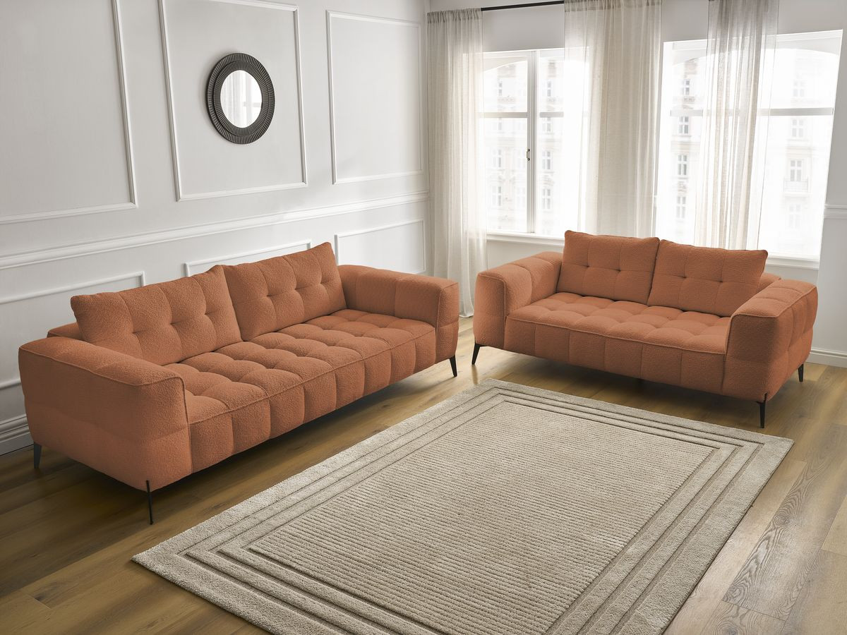 Bobochic Anis Sofa 5-Sitzer Bouclé-Stoff Orange