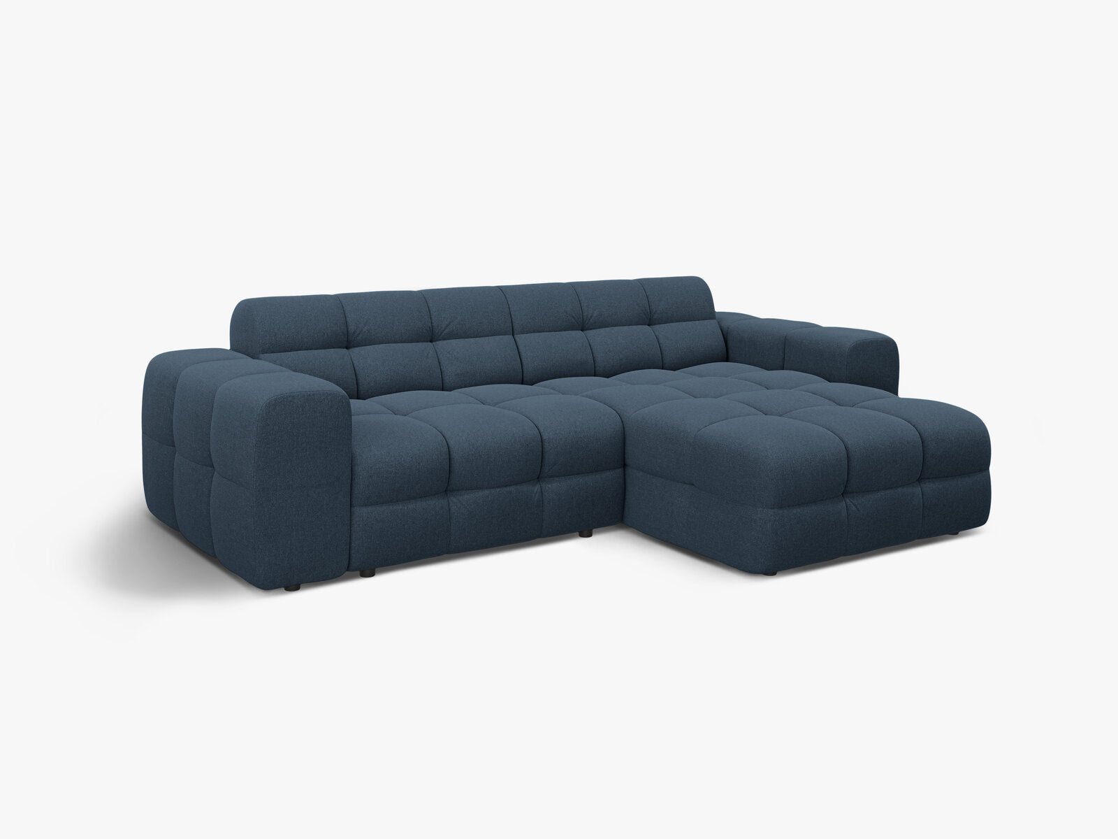 Micadoni Ecksofa Kendal 4-Sitzer Rechts Strukturierter Stoff Marineblau
