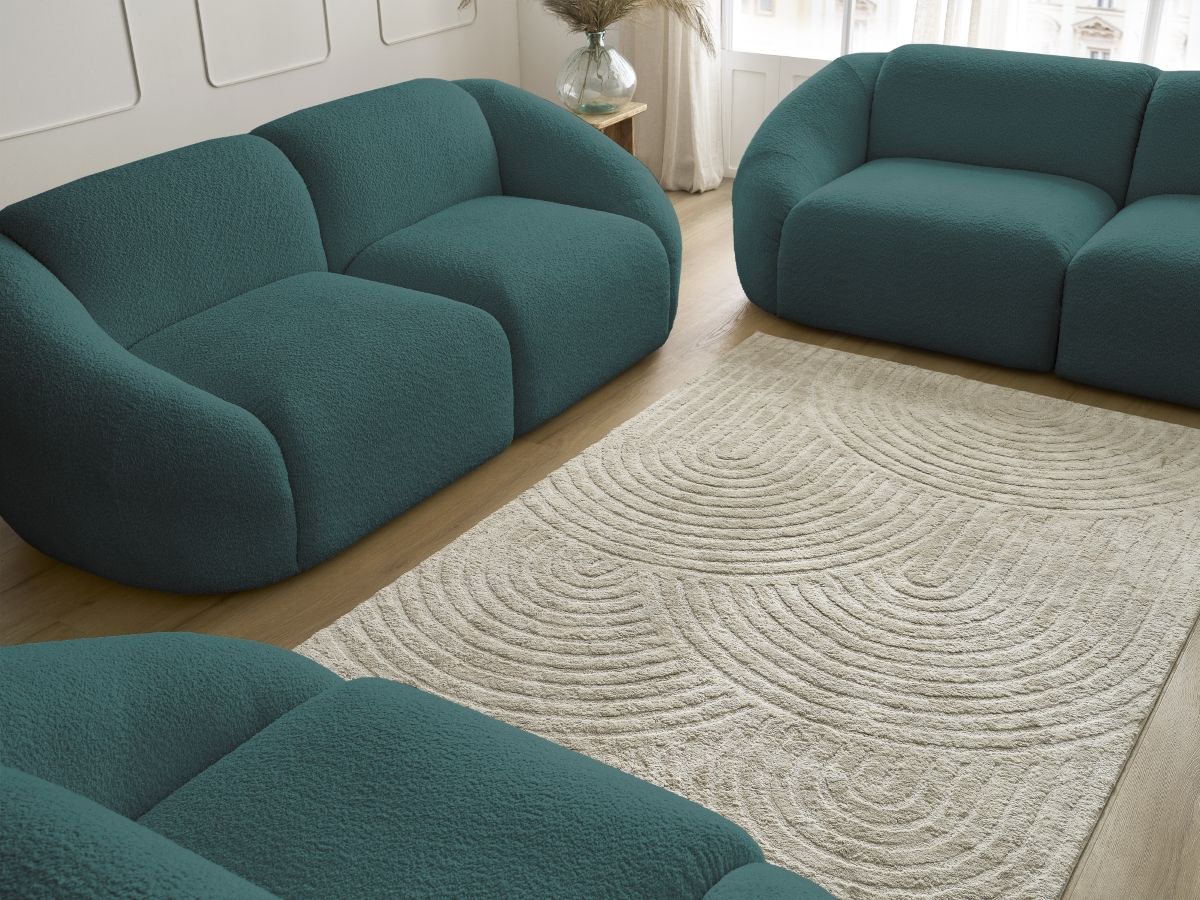 Bobochic Tina Sofa 6-Sitzer Bouclé-Stoff Hellblau