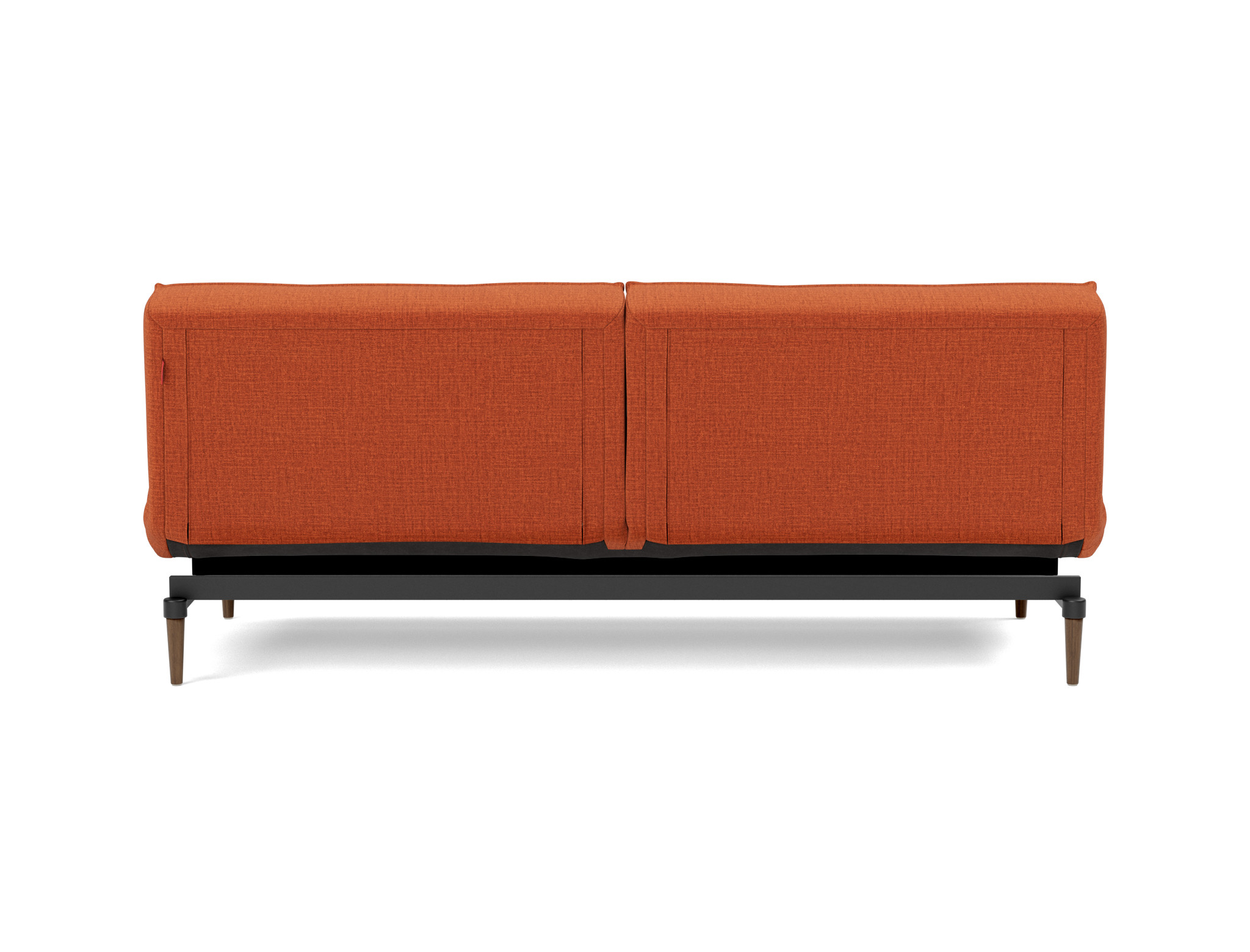 Schlafsofa Splitback Chenille Esina 412-Rust-Orange Beine Styletto Eiche dunkel
