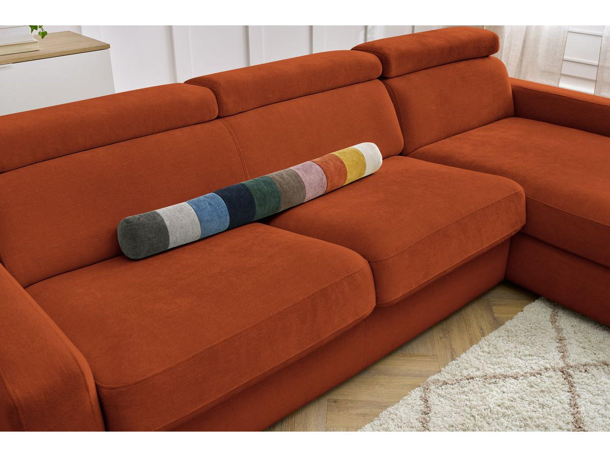 Bobochic Monaco Ecksofa mit Schlaffunktion und Bettkasten Stoff Orange, Liegefläche 160 × 190 cm