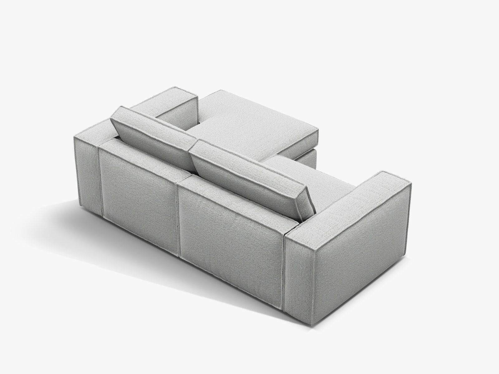 Micadoni modulares Ecksofa Pola 2-Sitzer kleine Version Rechts Strukturierter Stoff Babel Hellgrau