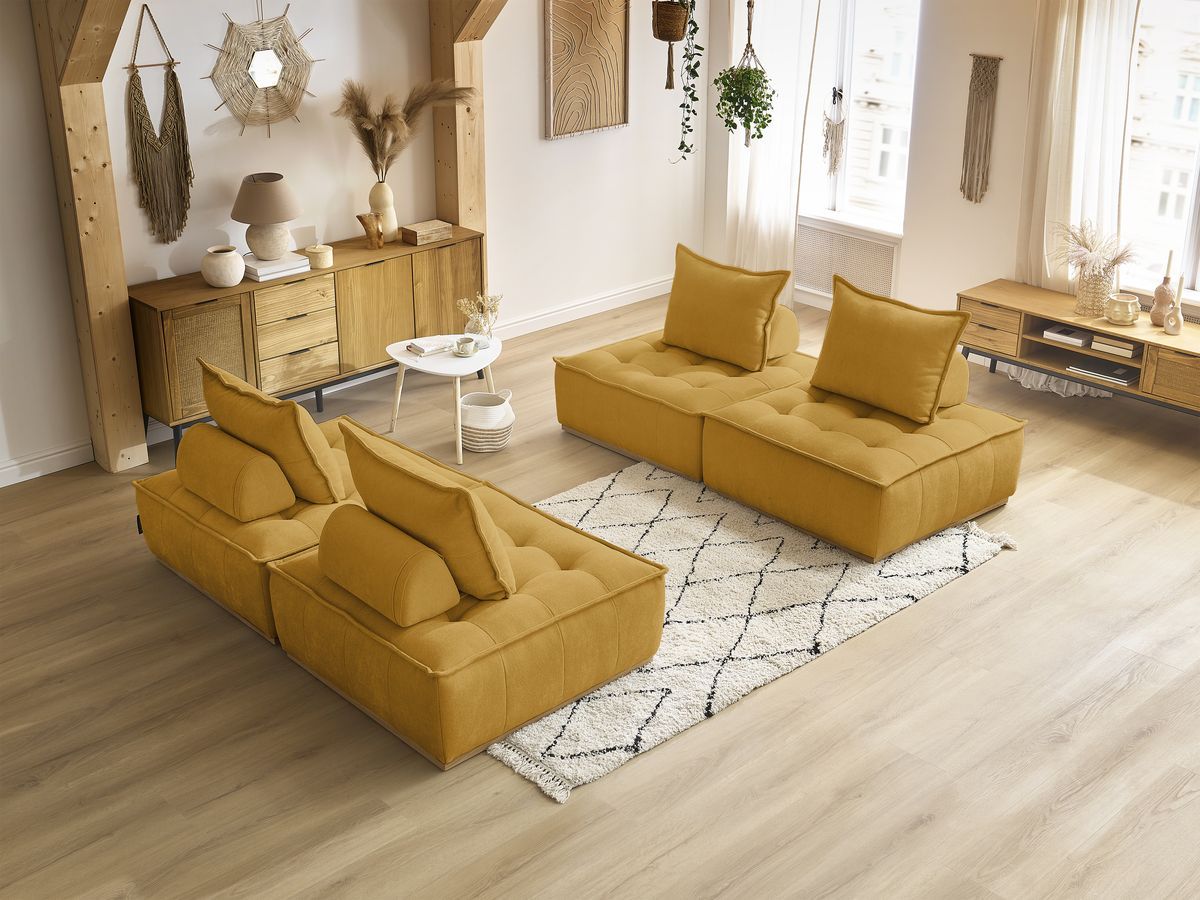 Bobochic Elisa Sofa 4-Sitzer Strukturstoff Gelb