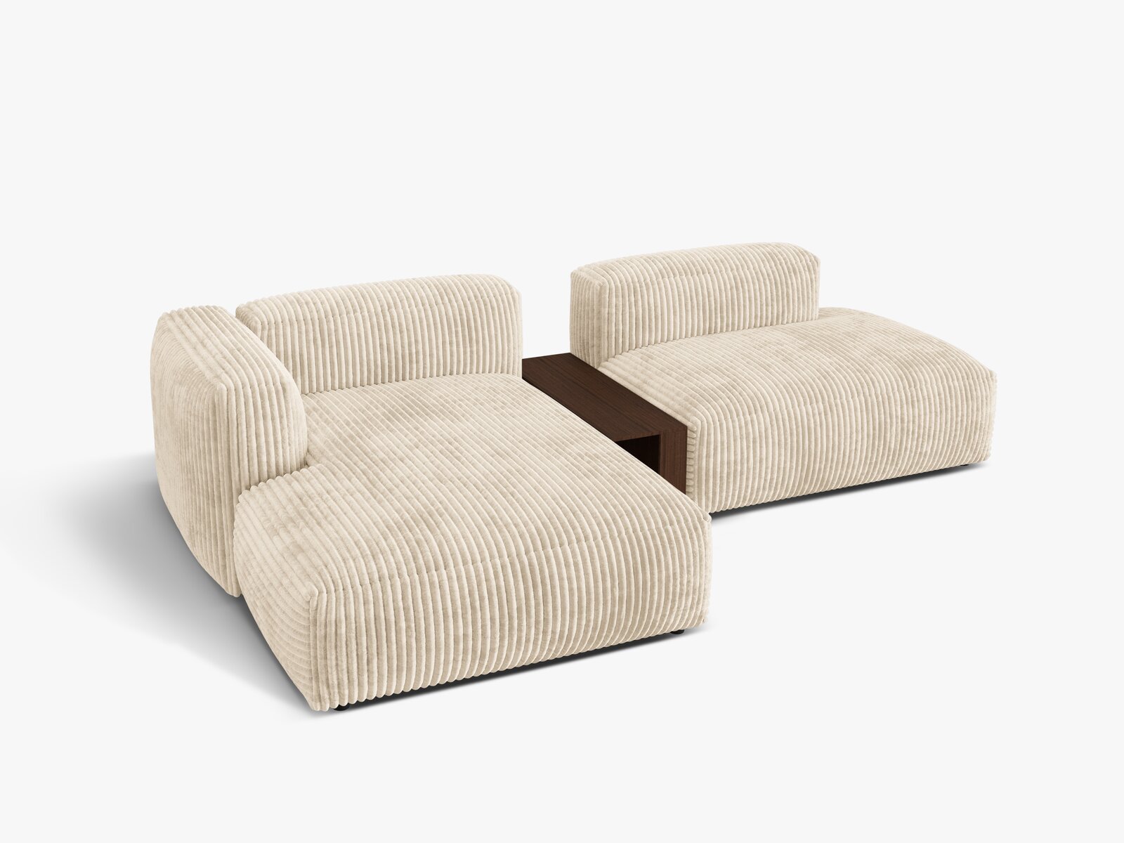 Micadoni Ecksofa Martina 2-Sitzer mit Couchtisch Links Kord Helles Beige