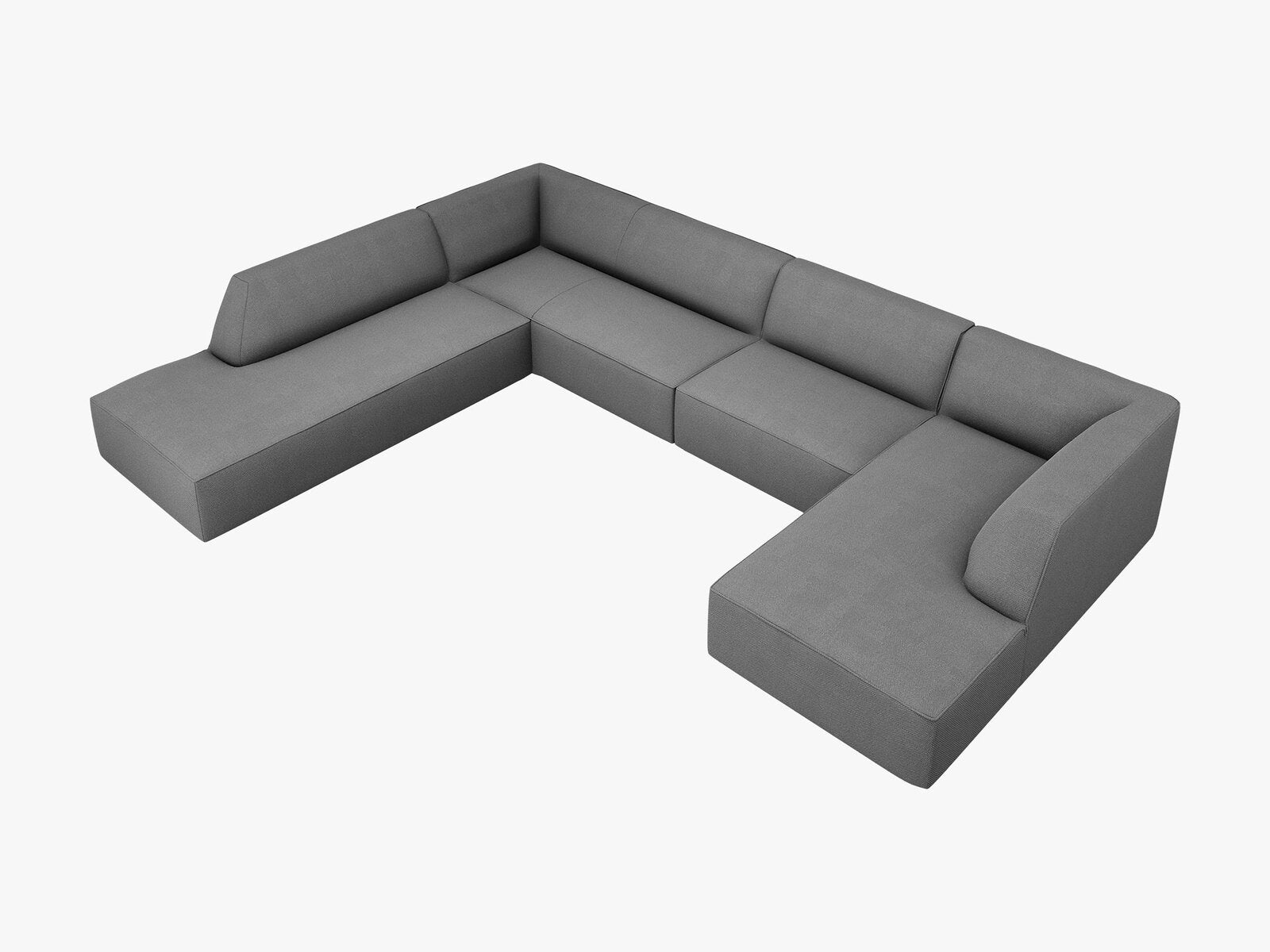 Micadoni Panorama-Ecksofa Ruby 7-Sitzer Links Strukturierter Stoff Ottawa Grau