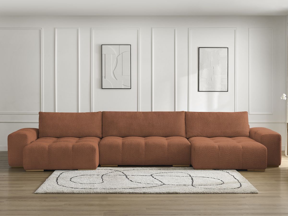 Bobochic Anakin Wohnlandschaft, 3 Kissen Bouclé-Stoff Orange