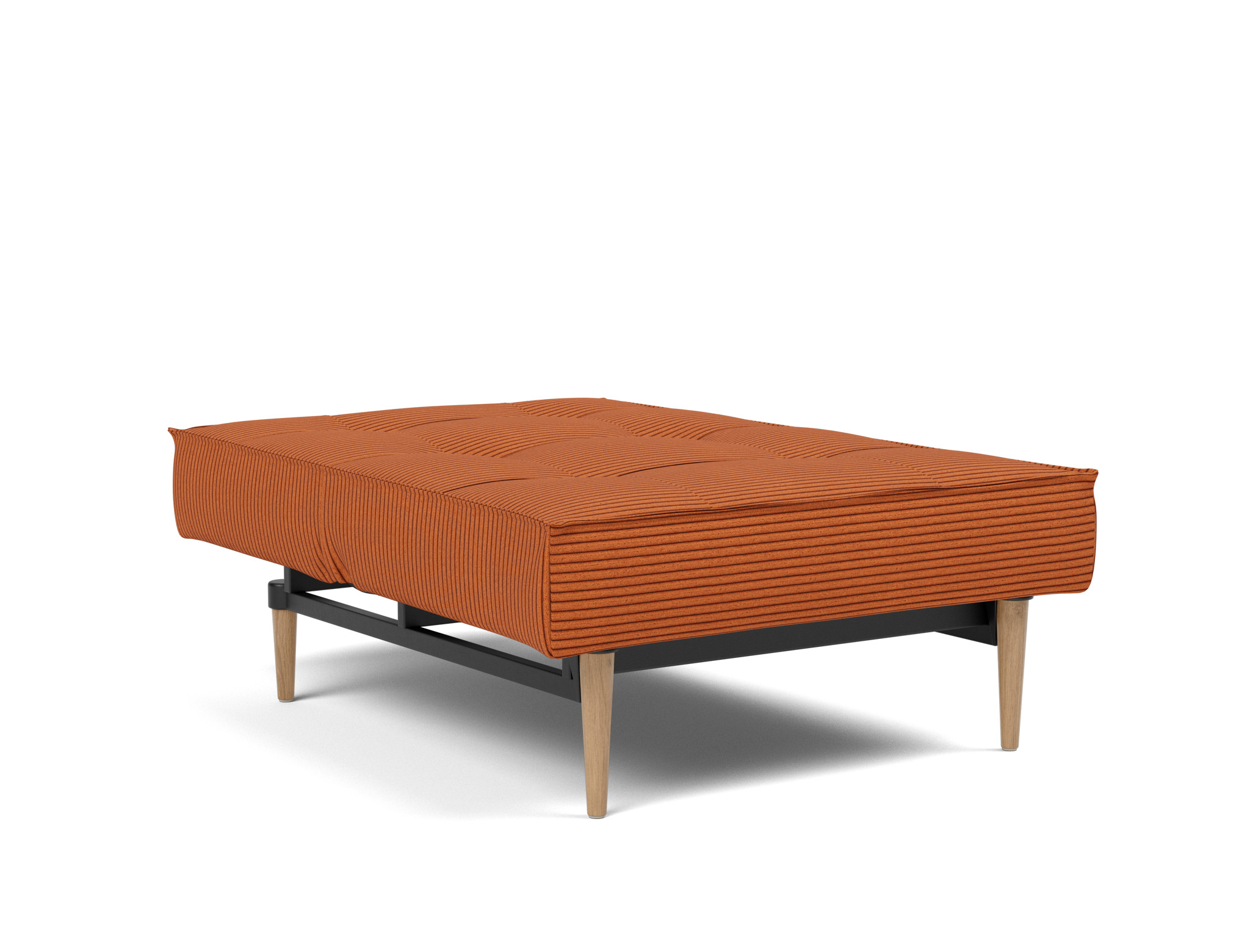 Sessel Splitback Kord Corduroy 595-Burnt-Orange Beine Styletto Eiche hell