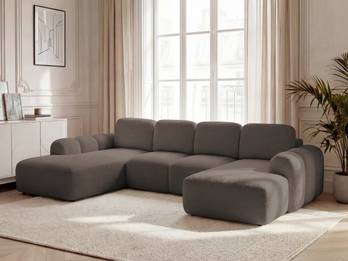 Bobochic Montaigne Wohnlandschaft Bouclé-Stoff Braun Ecke rechts