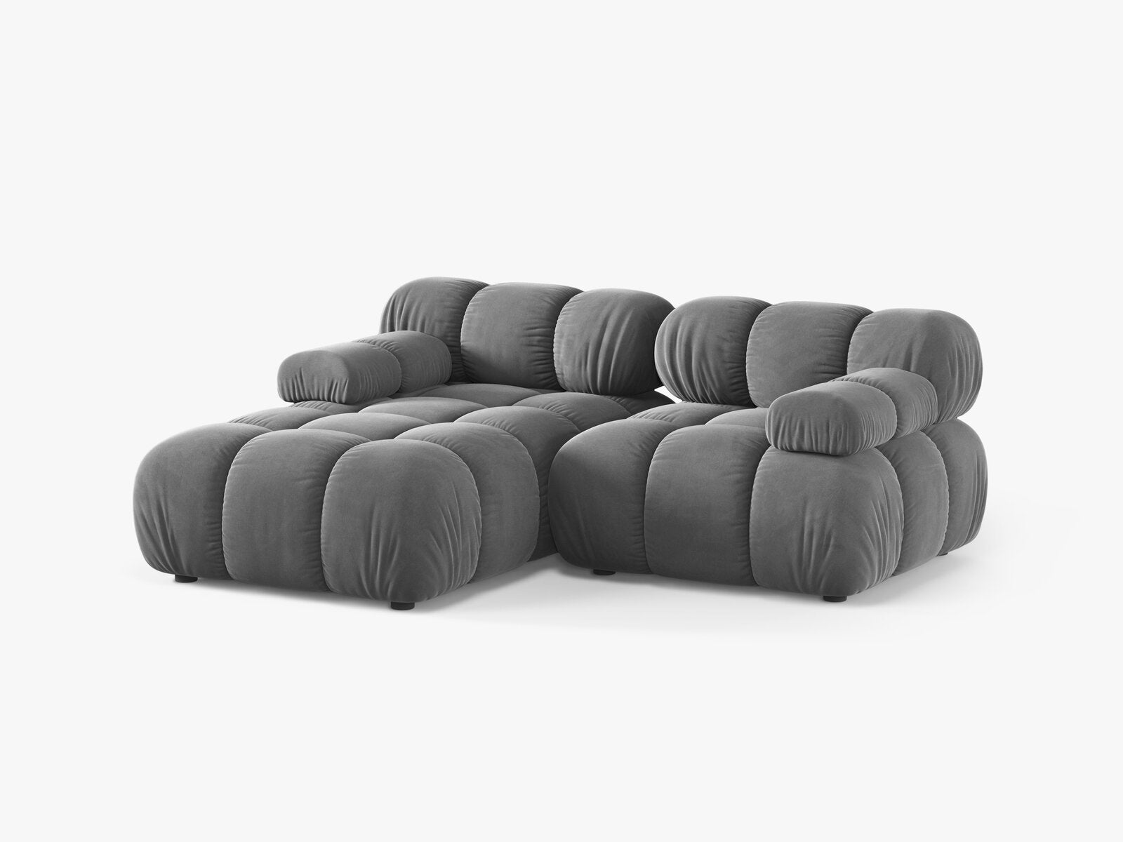 Micadoni Modulares Ecksofa Bellis 3-Sitzer Links Samt Venus Hellgrau