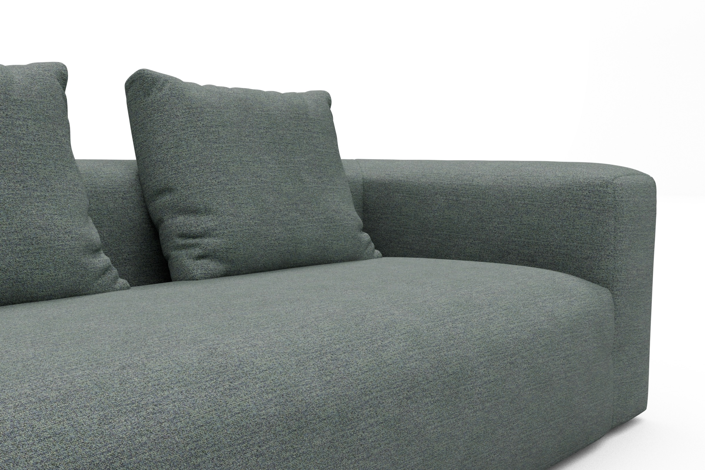 Wohnlandschaft Fred Chaiselongue links mit 2-Sitzer und lange Armlehne rechts Carreno-Ice-Blue