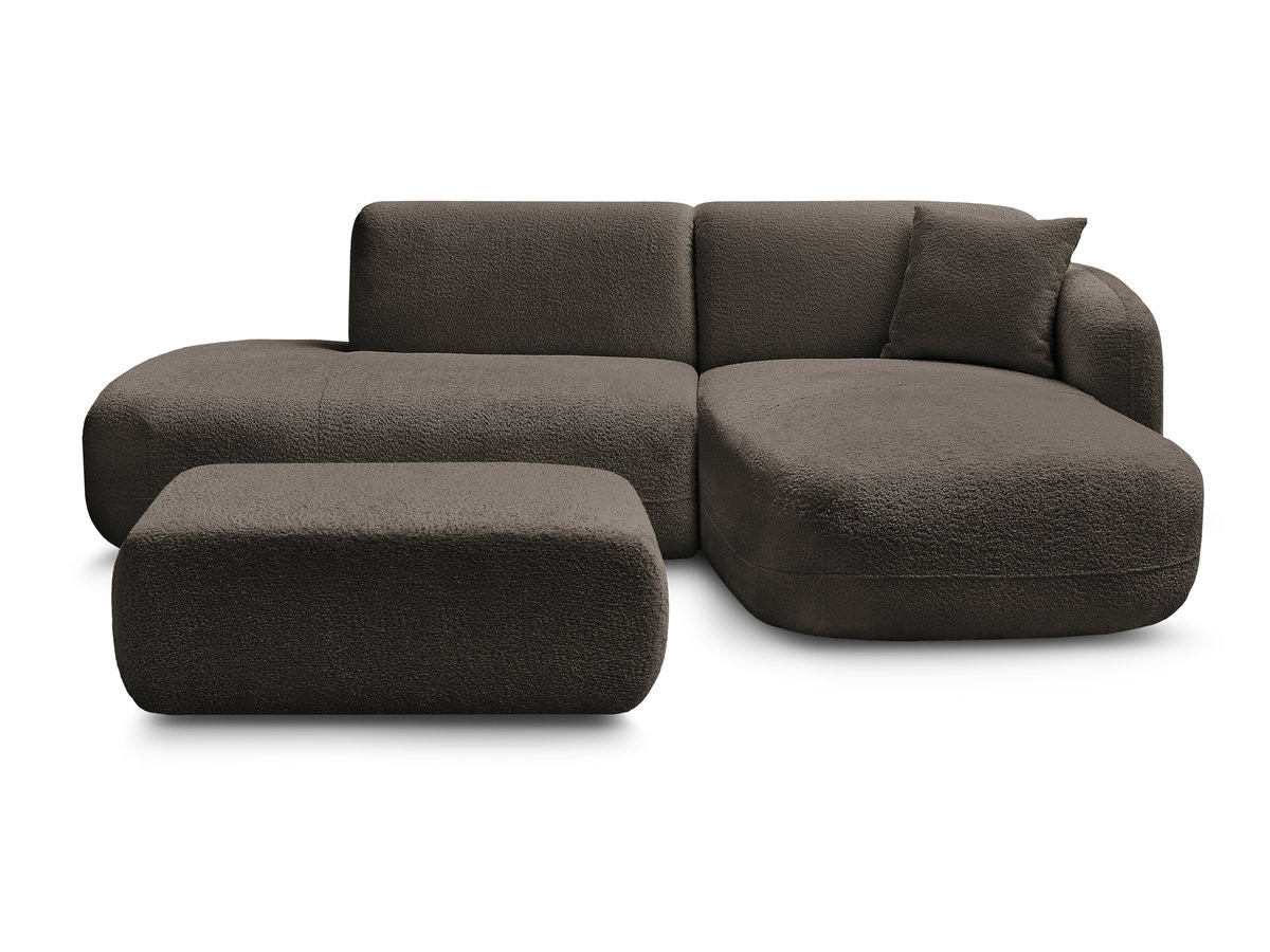 Bobochic Anda Ecksofa mit Pouf 241 × 163 cm Chenille Braun Ecke rechts