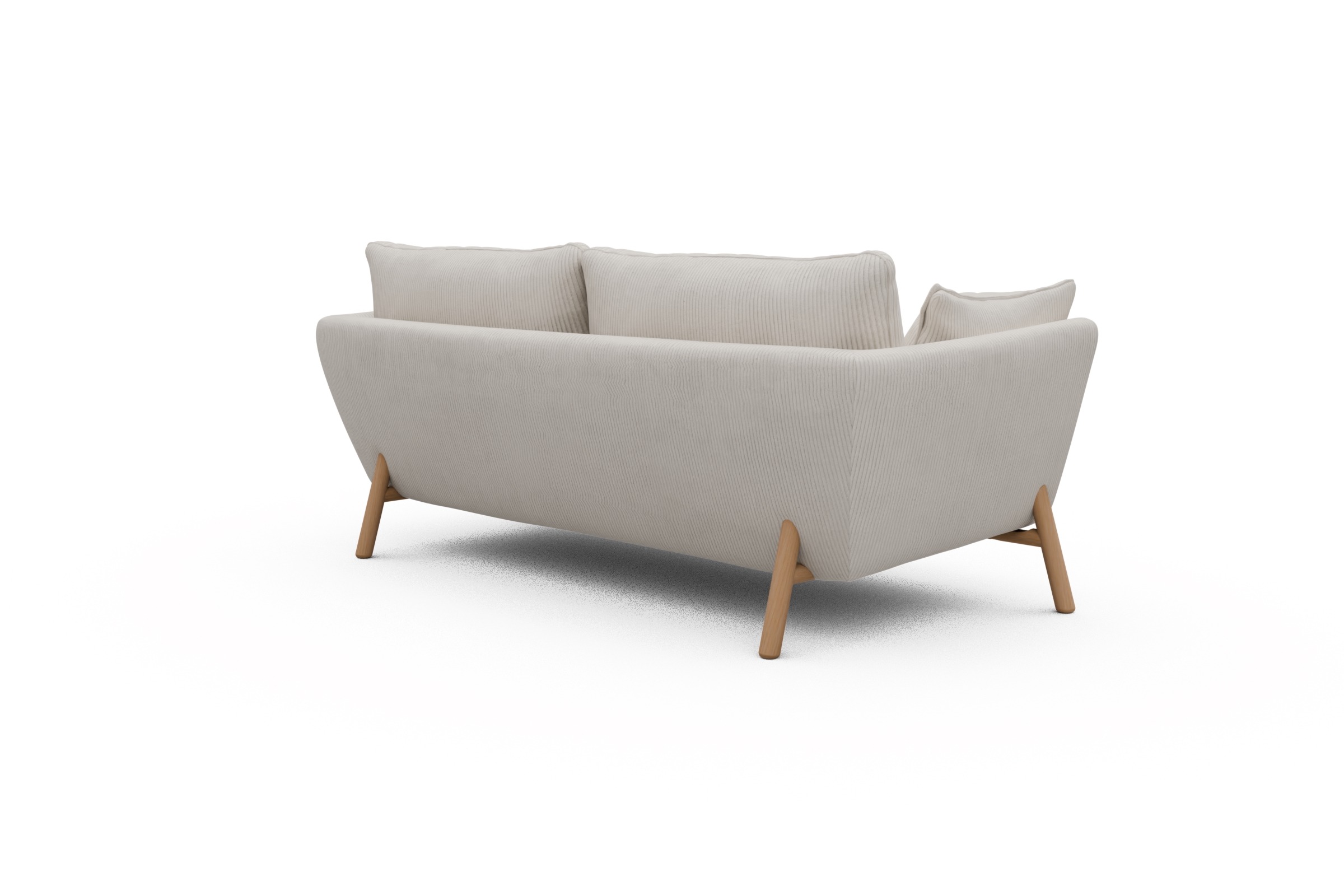 Sofa Emil 2-Sitzer Beinfarbe Eiche Natur Corduroy-Ivory