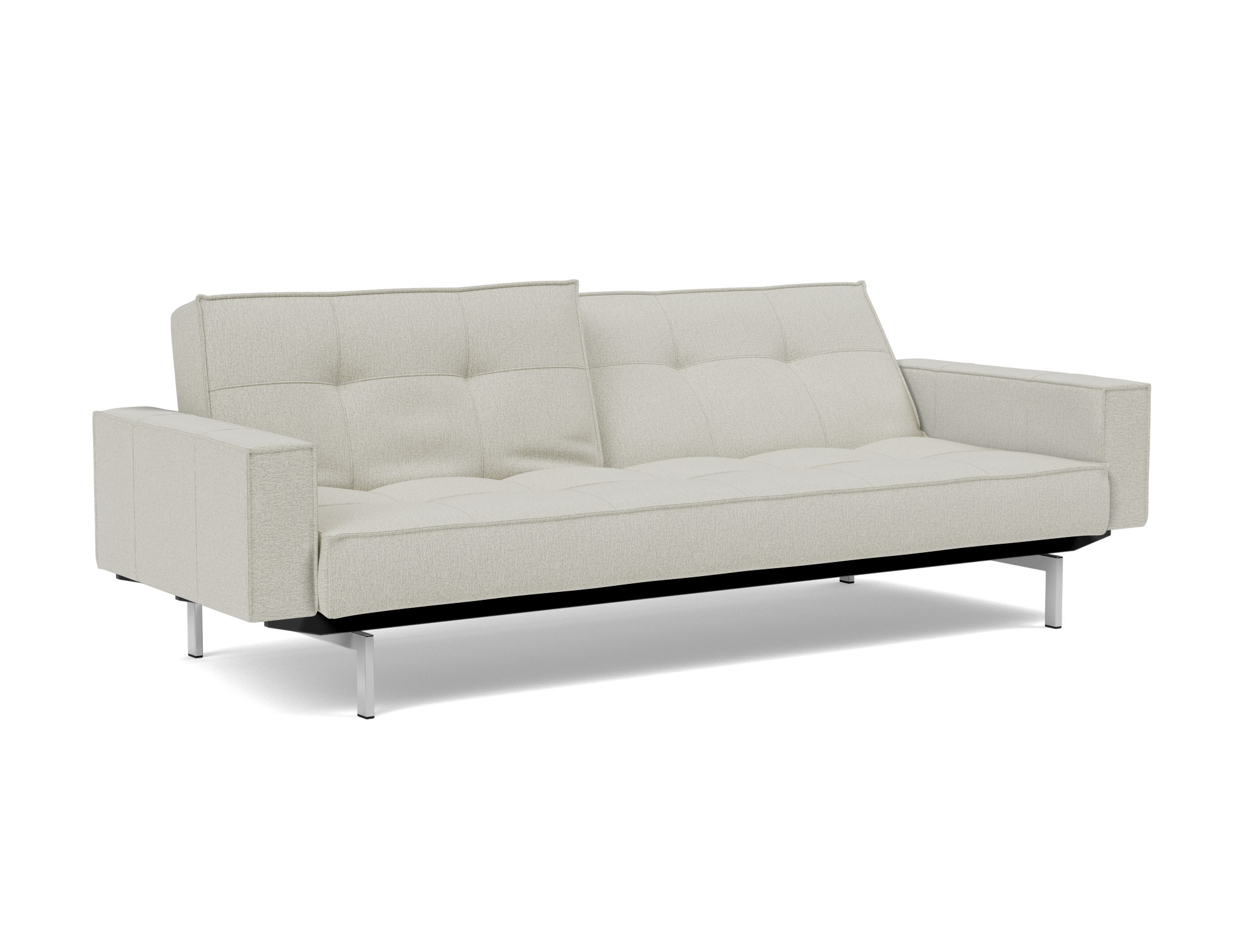Schlafsofa Splitback mit Armlehnen Flachgewebe Mixed Dance 527-Natural Beine Chrom