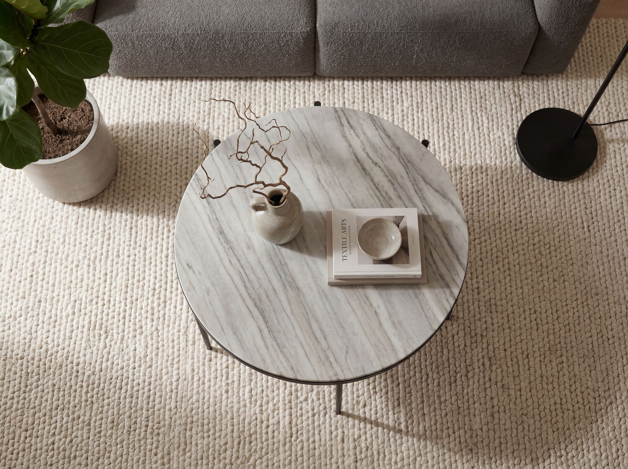 Couchtisch Stamsund Marmor Weiß Ø 70 × H 42 cm
