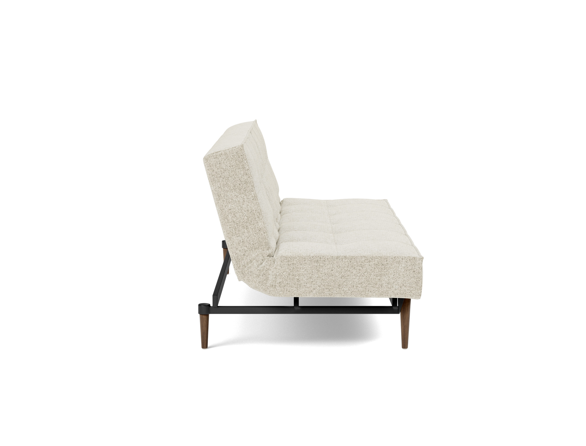 Schlafsofa Splitback Strukturierter Stoff Taura 357-Off-White Beine Styletto Eiche dunkel