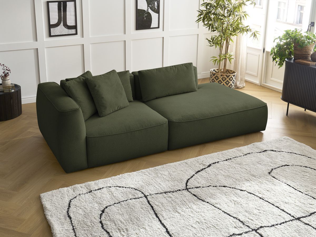 Bobochic Leopold Sofa 3-Sitzer Melange-Stoff Dunkelgrün Armlehne links