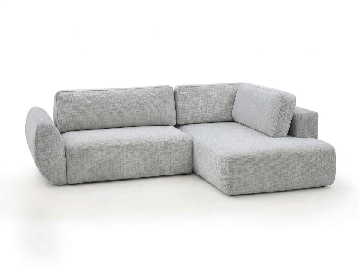 Bobochic Denise Ecksofa mit Schlaffunktion und Bettkasten 256 × 197 cm Strukturstoff Hellgrau Ecke rechts