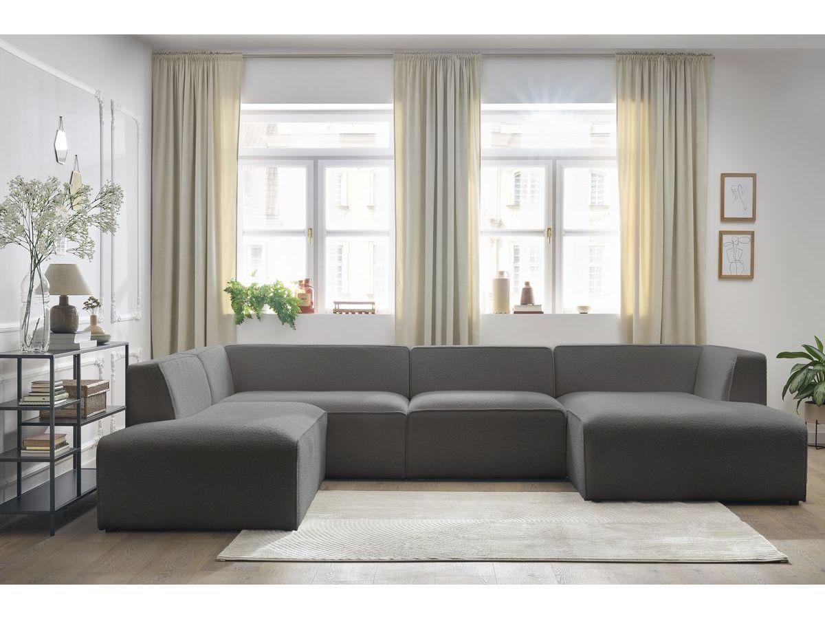 Bobochic Megeve Wohnlandschaft Bouclé-Stoff Dunkelgrau Ecke rechts