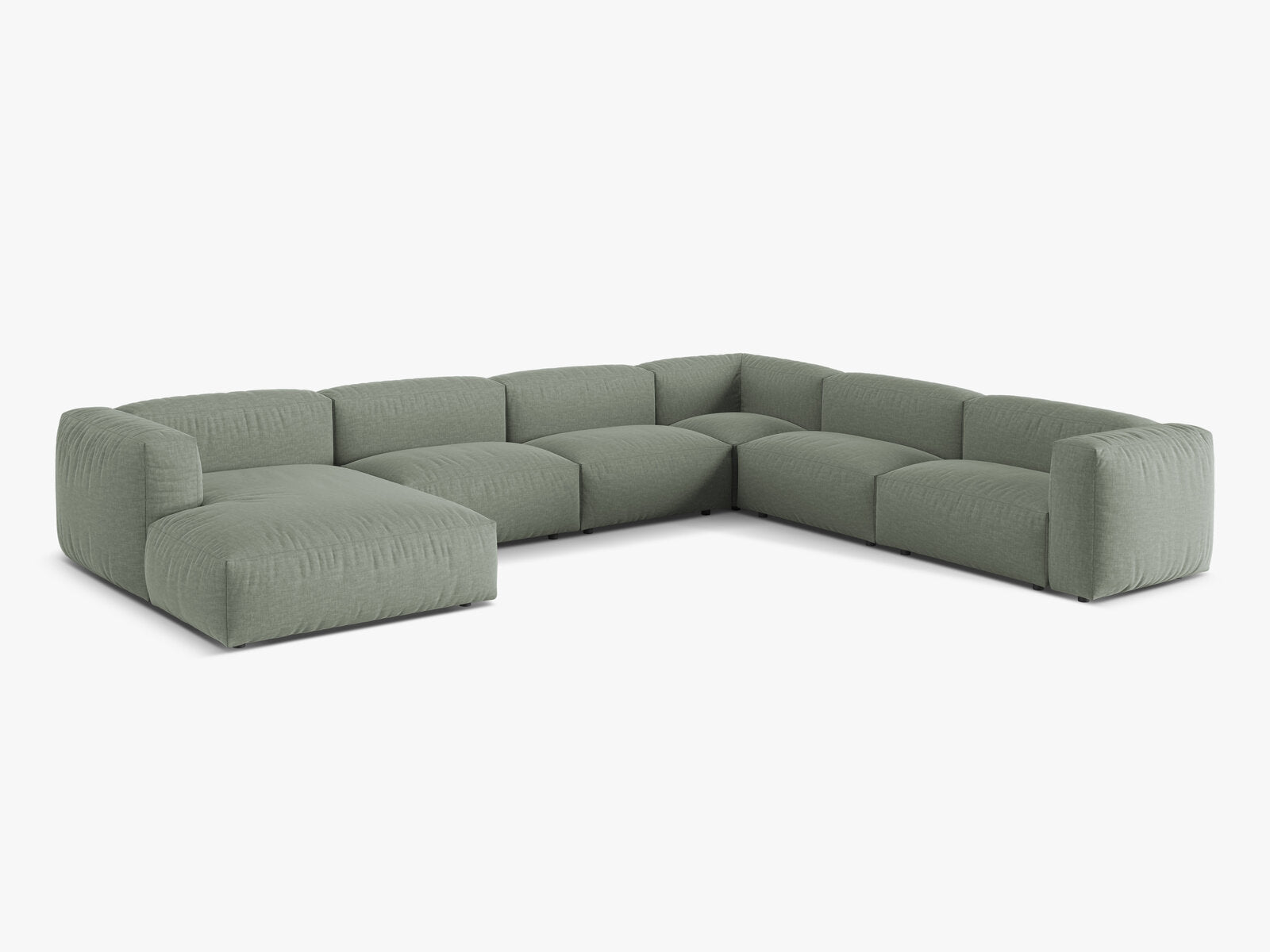 Micadoni modulares Ecksofa XL Martina 6-Sitzer Rechts Strukturierter Stoff Boston Moßgrün