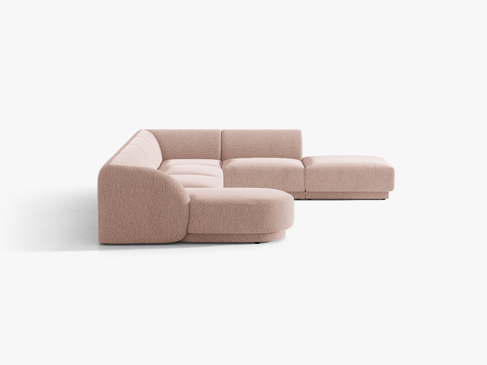 Micadoni Panorama-Ecksofa Miley 6-Sitzer Boucle Baloo Puderrosa Rechts