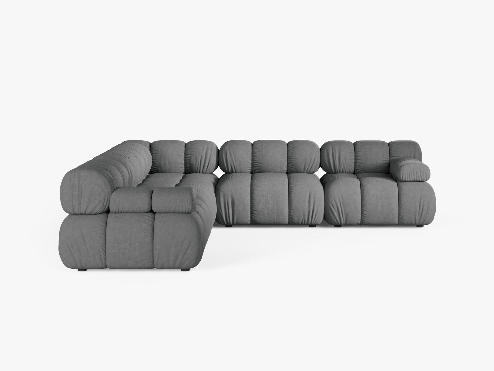 Micadoni Symmetrisches Ecksofa Bellis 5-Sitzer Strukturierter Stoff Liberty Grau
