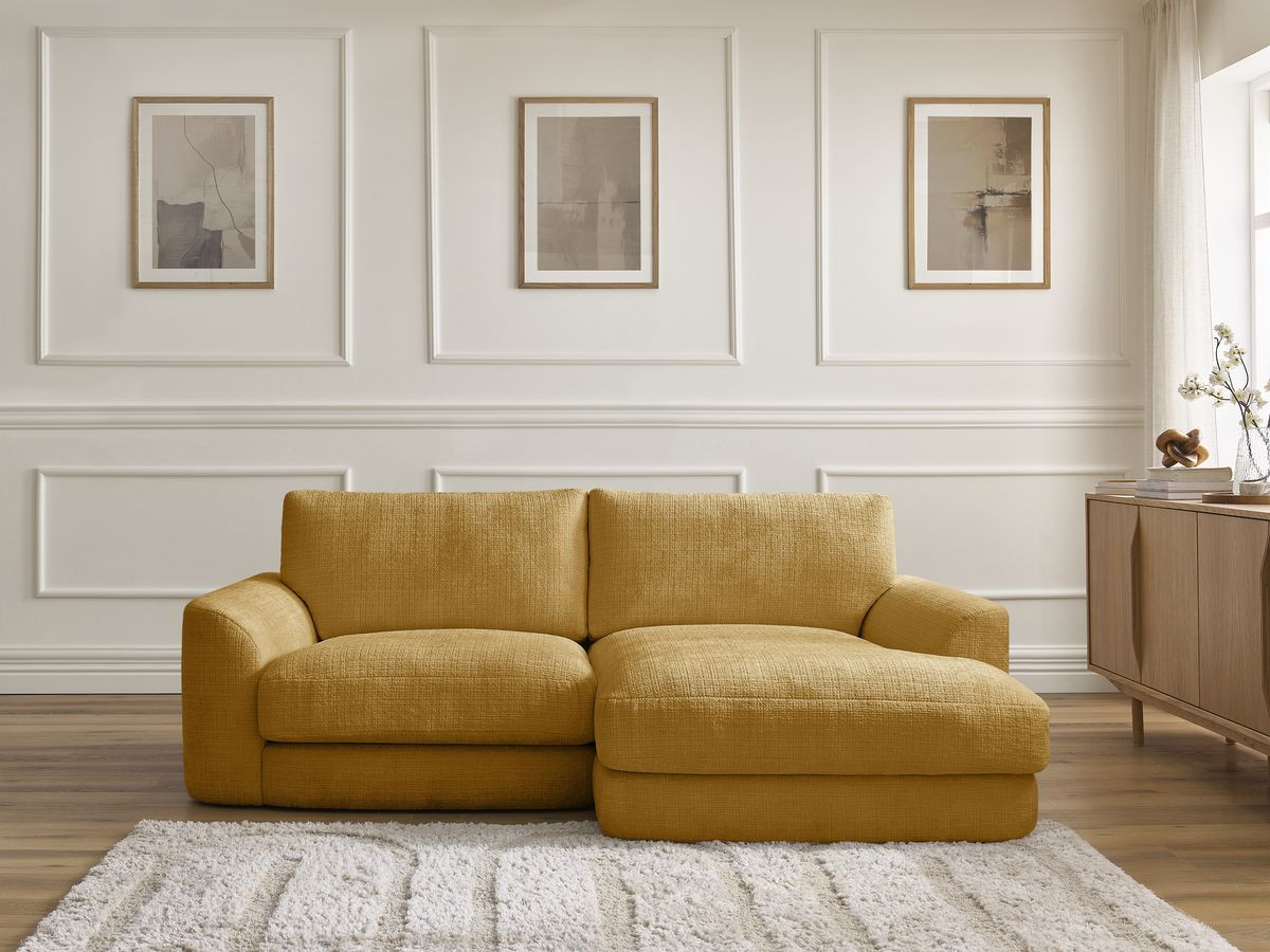 Bobochic Leonore Ecksofa Strukturstoff Gelb Ecke rechts