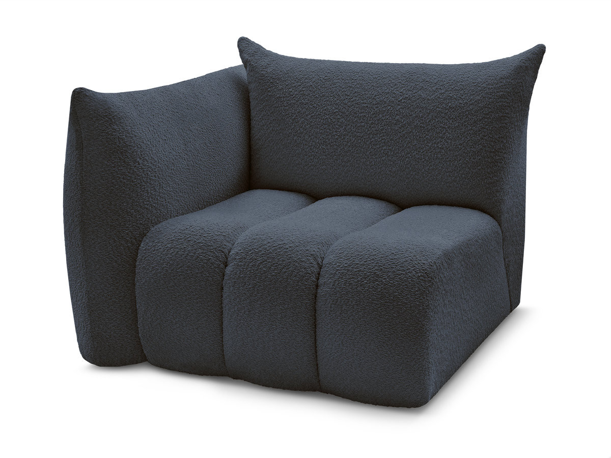 Bobochic Azra Sofamodul 1-Sitzer 117 × 112 cm Bouclé-Stoff Dunkelblau Ecke links