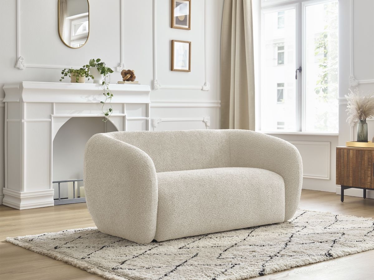 Bobochic Celine Sofa 2-Sitzer Bouclé-Stoff Beige