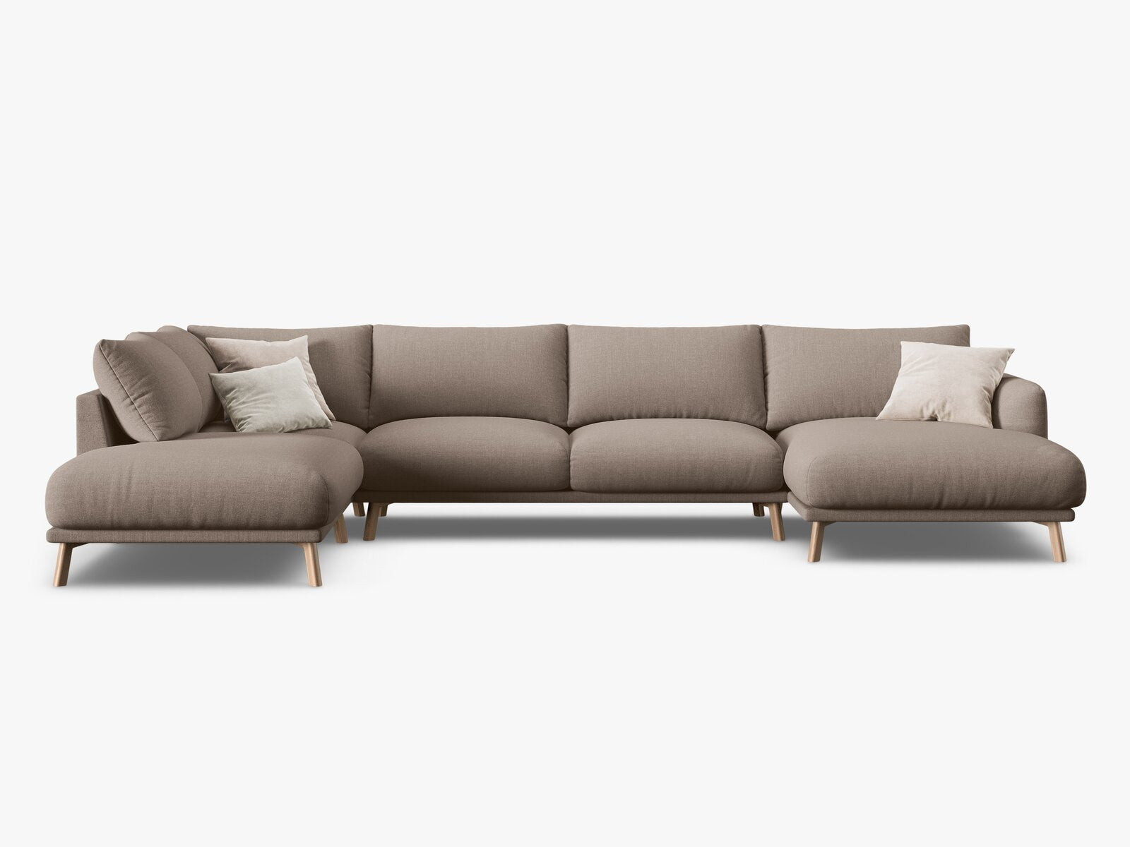 Micadoni Panorama Ecksofa Naomi 6-Sitzer Links Strukturierter Stoff Liberty Cappuccino