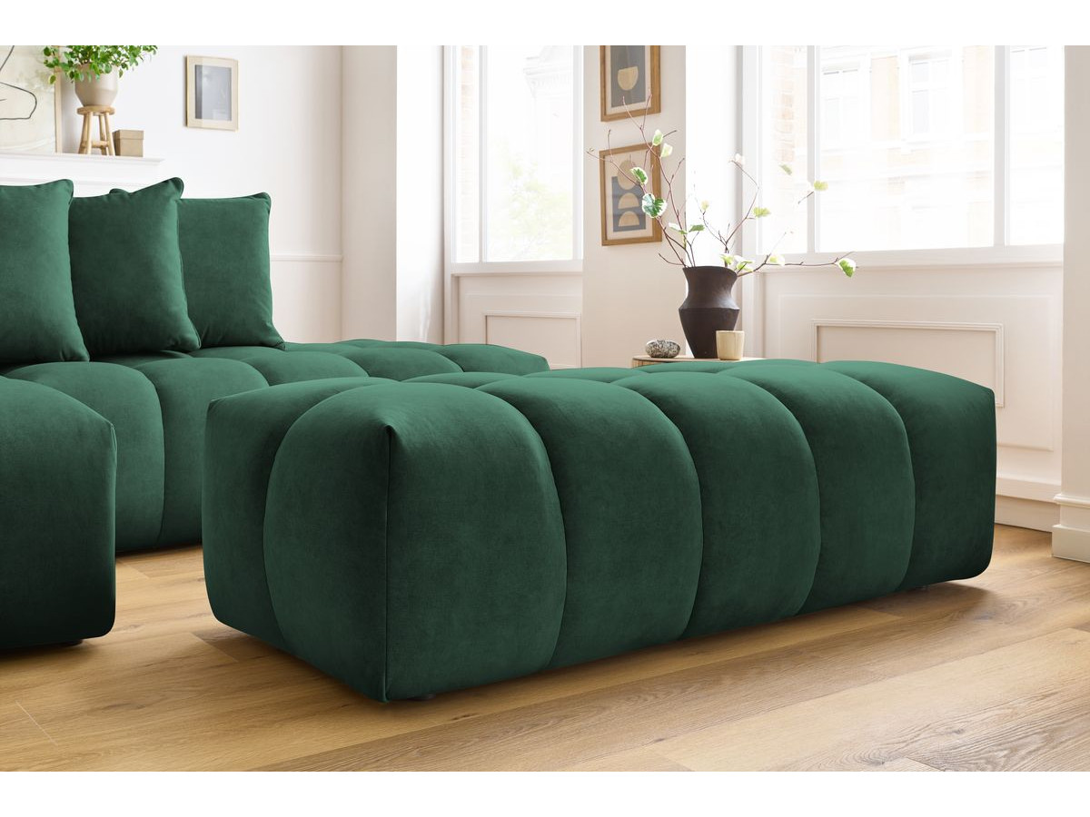 Bobochic Mont-blanc Ecksofa mit Pouf Samt Grün Ecke links