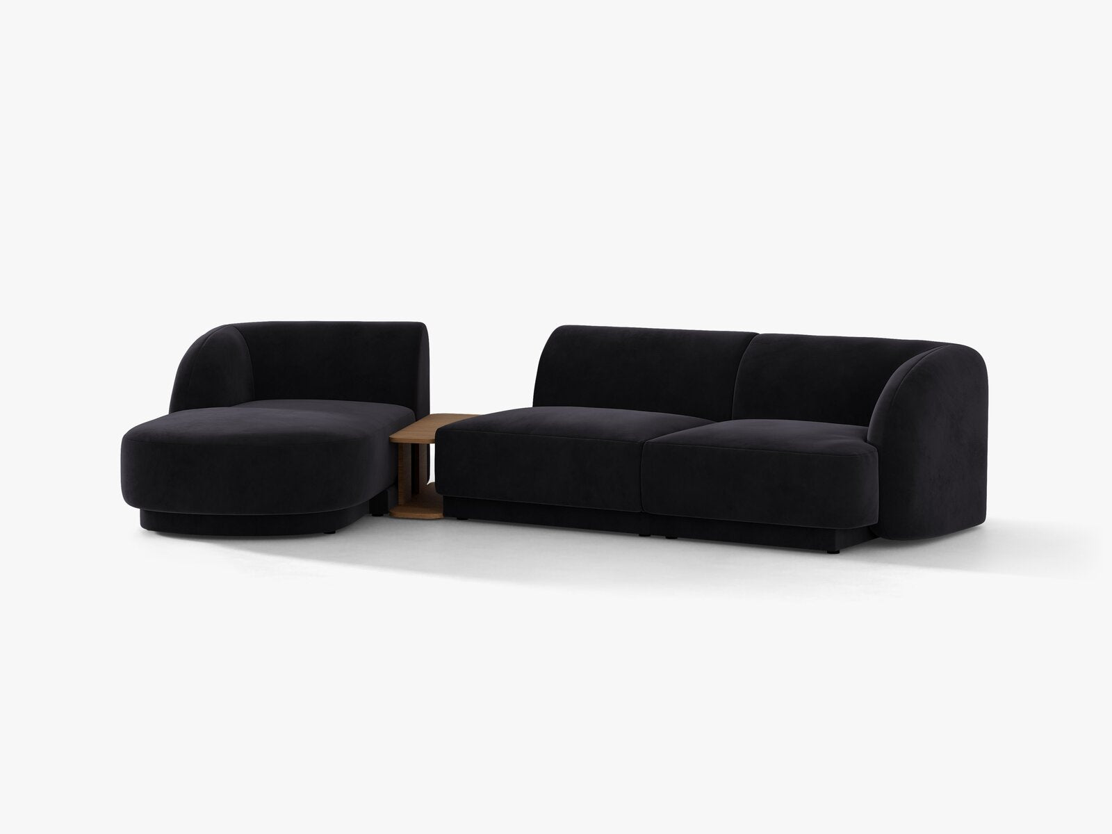 Micadoni Modulares Sofa Miley mit Recamiere 3-Sitzer Links Samt Venus Schwarz