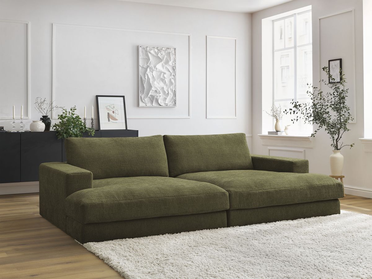 Bobochic Leonard Sofa 4-Sitzer 234 × 159 cm Strukturstoff Grün