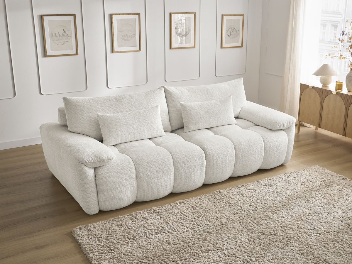 Bobochic Ivane Sofa 3-Sitzer Strukturstoff Weiß