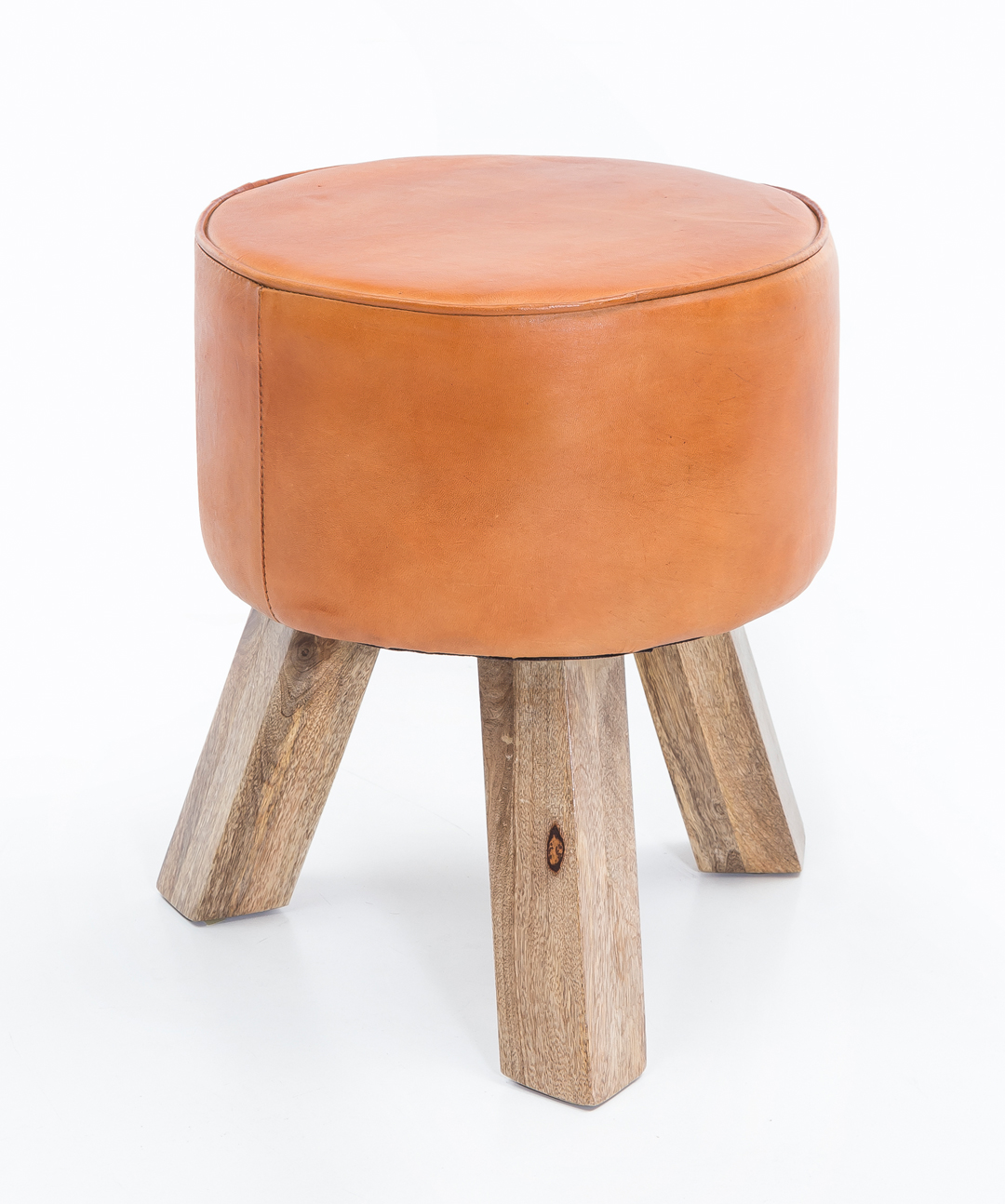 Sitzhocker Svaneke Echtleder Braun Ø 37 cm